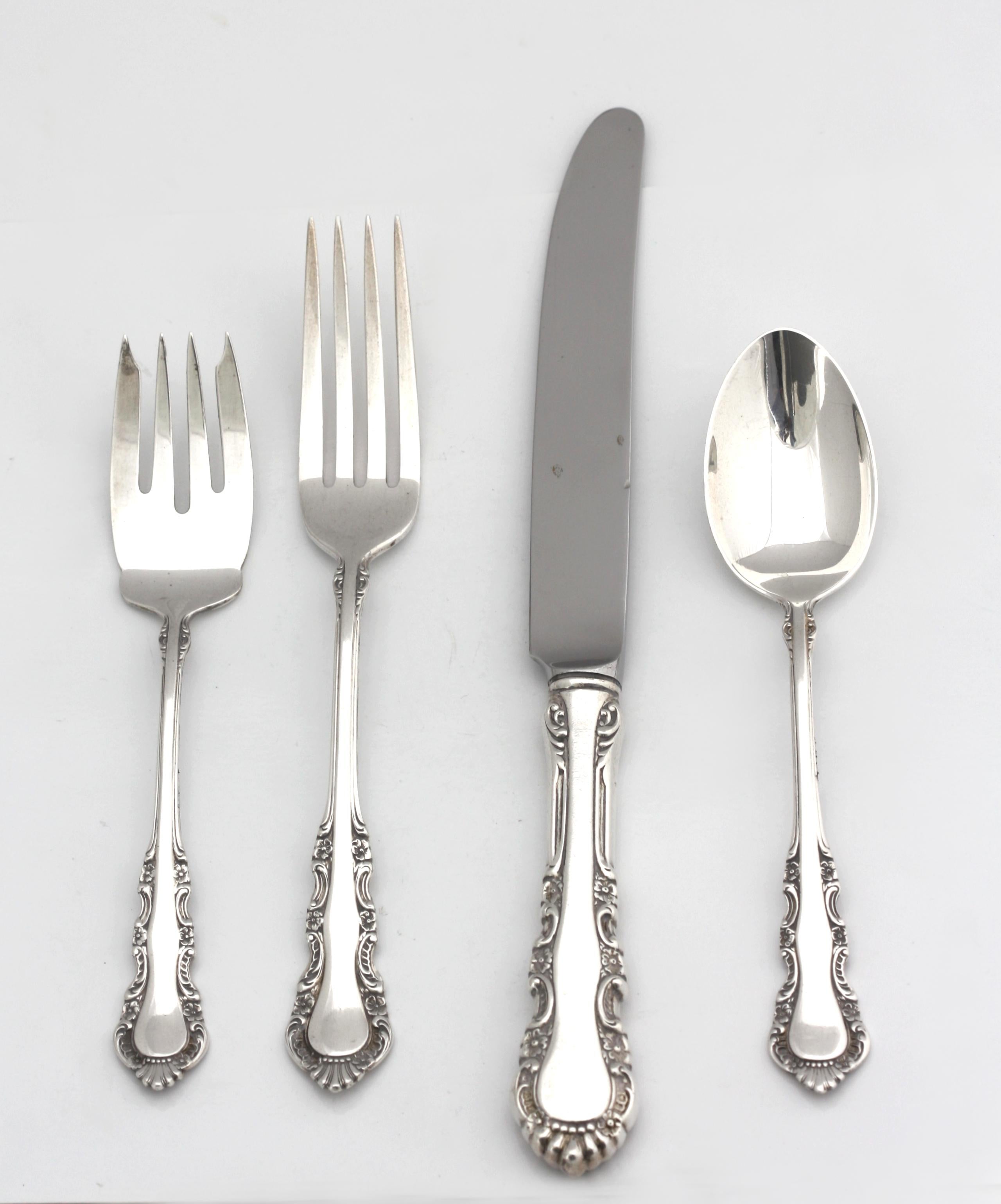  Reed & Barton Sterling Silver Fifty-Nine Piece Flatware Service  For Sale 1