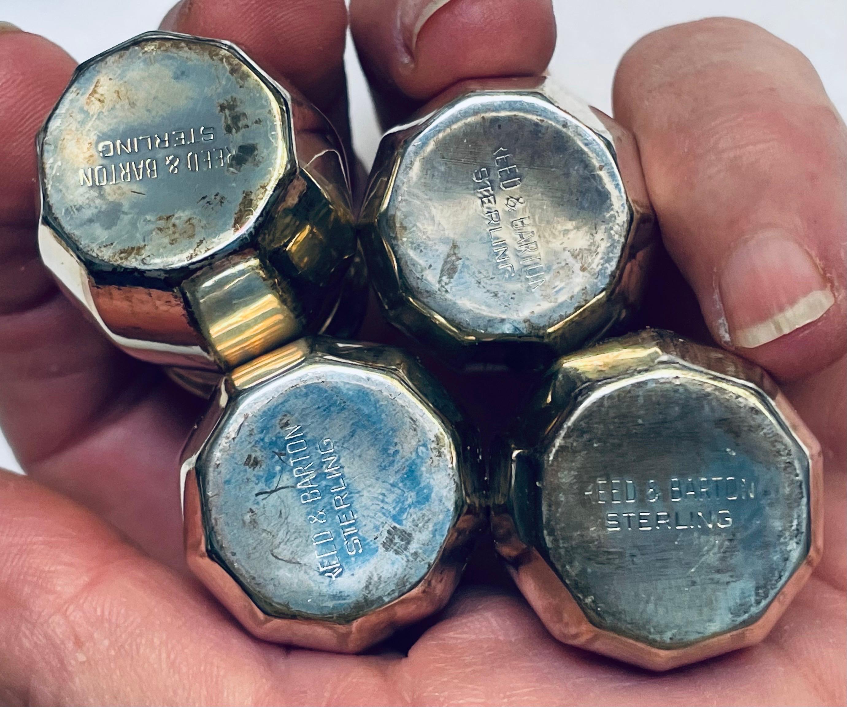 Reed & Barton Sterling Silver Individual Salt & Pepper Shakers Set of 4 In condizioni ottime in vendita a Clifton Forge, VA
