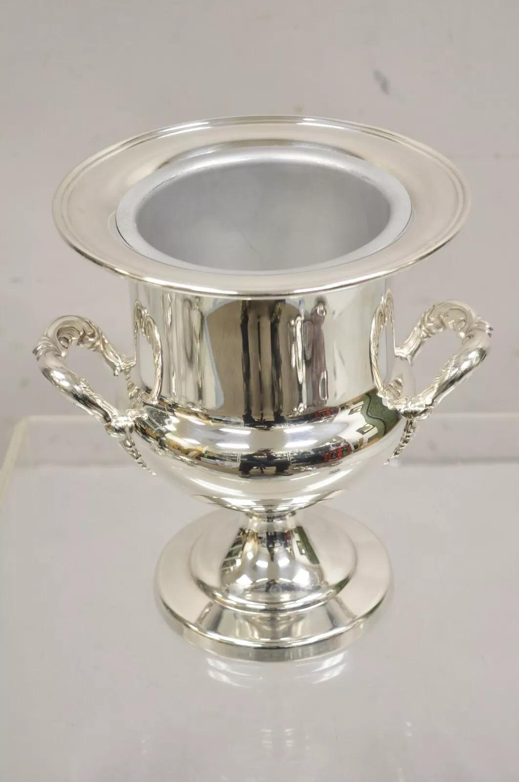 Reed & Barton Copa trofeo de doble asa bañada en plata Cubitera enfriadora de champán en venta 3