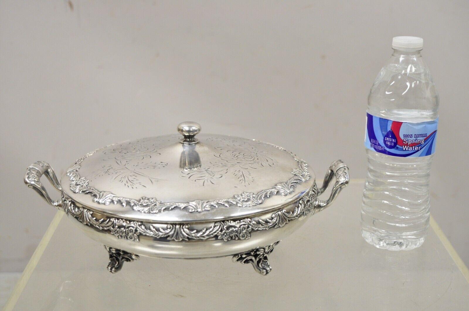 Reed & Barton Victorian Silver Plated Round Lidded Twin Handle Serving Dish For Sale 5