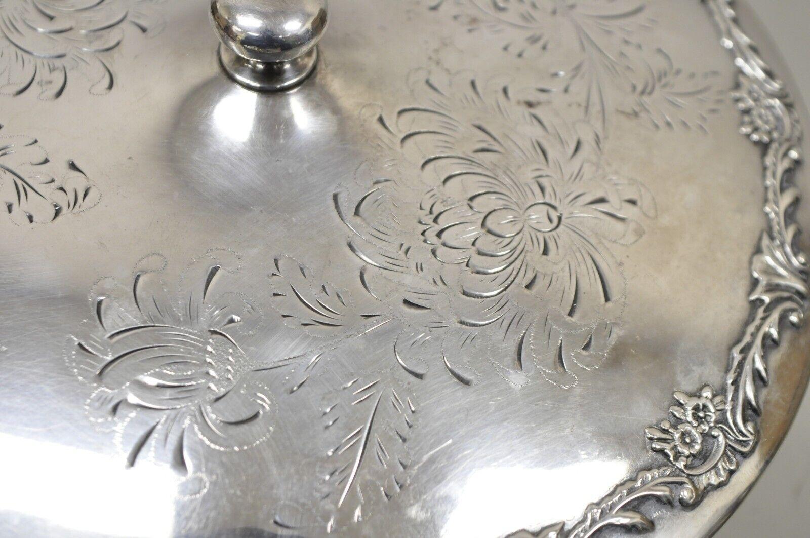 Reed & Barton Victorian Silver Plated Round Lidded Twin Handle Serving Dish For Sale 6