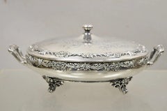 Reed & Barton Victorian Silver Plated Round Lidded Twin Handle Serving Dish