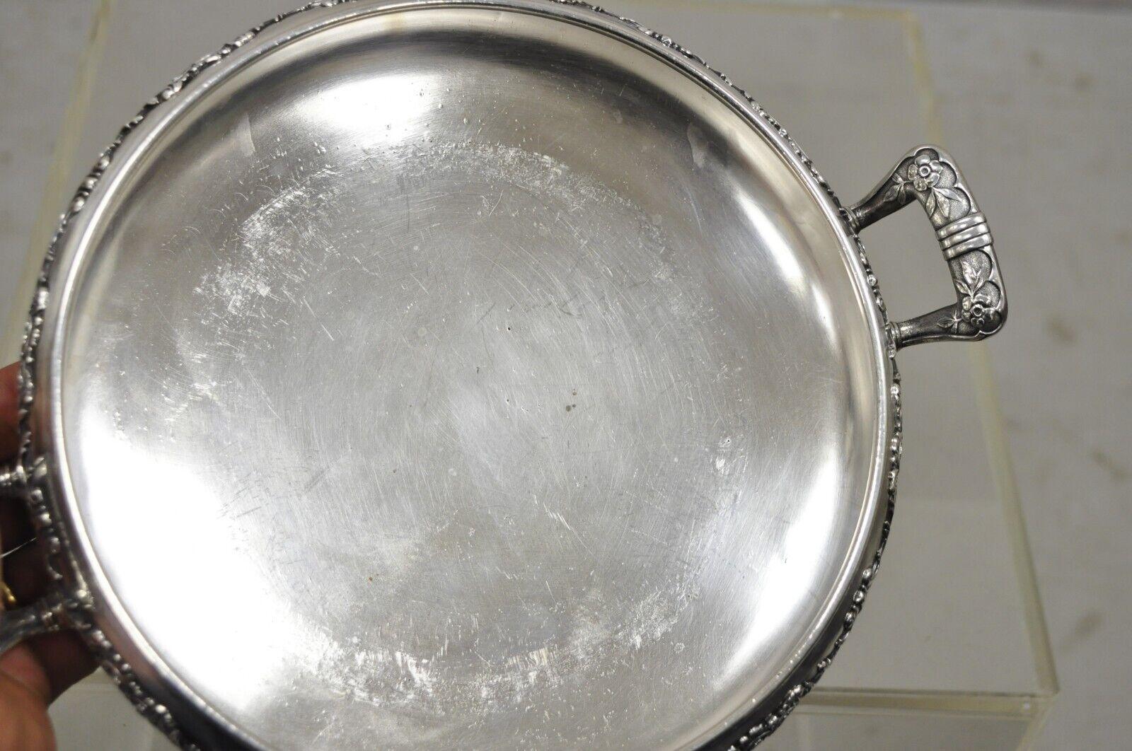 Reed & Barton Victorian Silver Plated Round Lidded Twin Handle Serving Dish For Sale 2