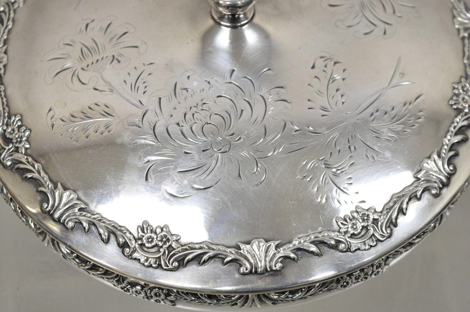 Reed & Barton Victorian Silver Plated Round Lidded Twin Handle Serving Dish For Sale 4