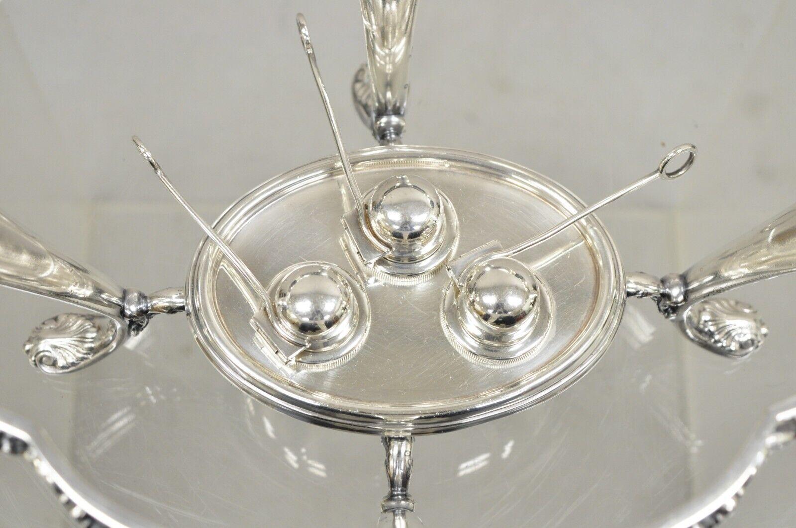 Reed & Barton Victorian Silver Plated Triple Burner Warming Serving Chafing Dish For Sale 5