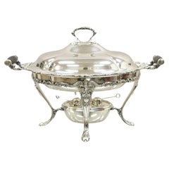 Reed & Barton Victorian Silver Plated Triple Burner Warming Serving Chafing Dish