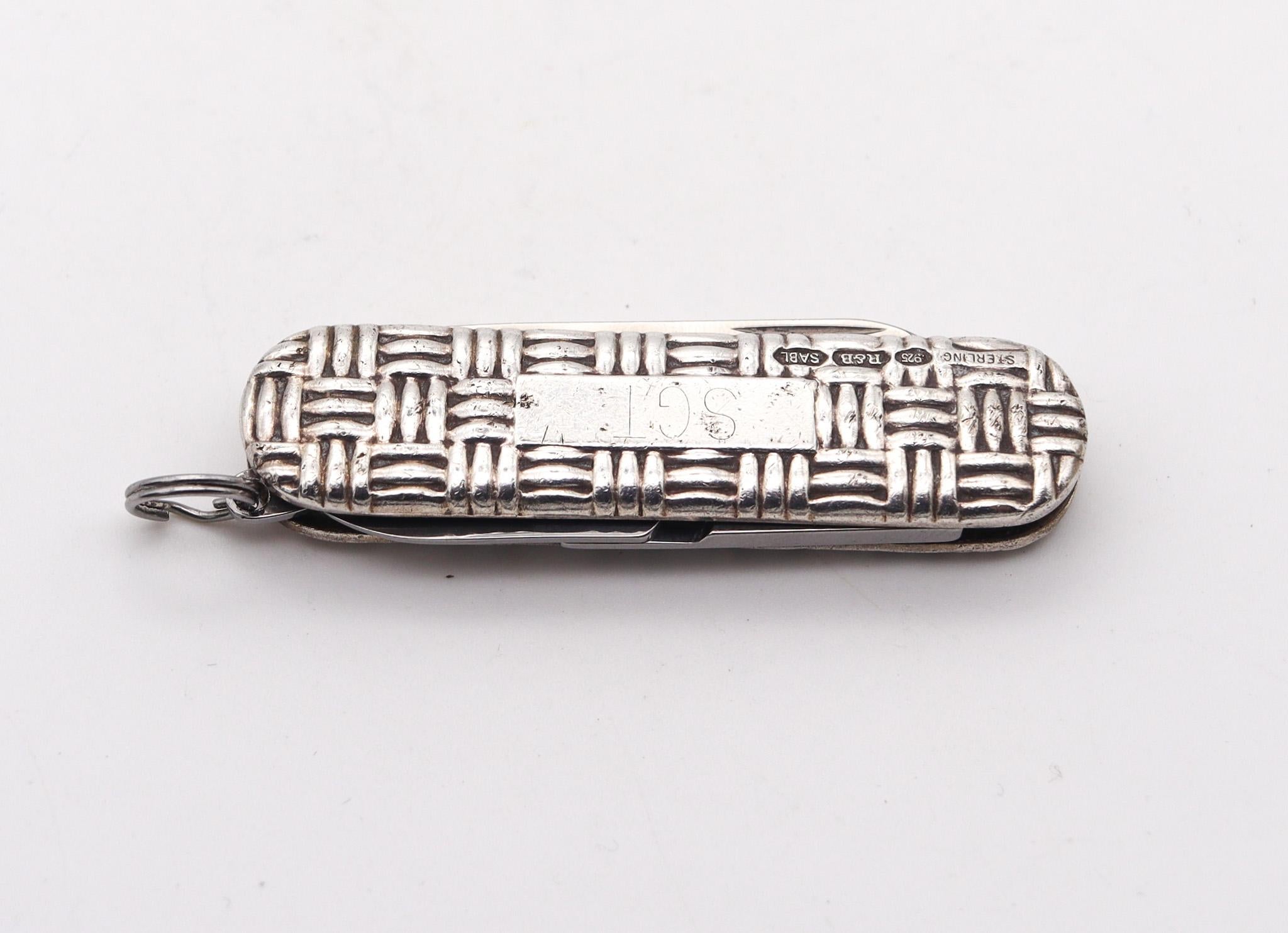 Modernist Reed & Barton Vintage Multipurpose Pocket Knife in .925 Sterling Silver For Sale