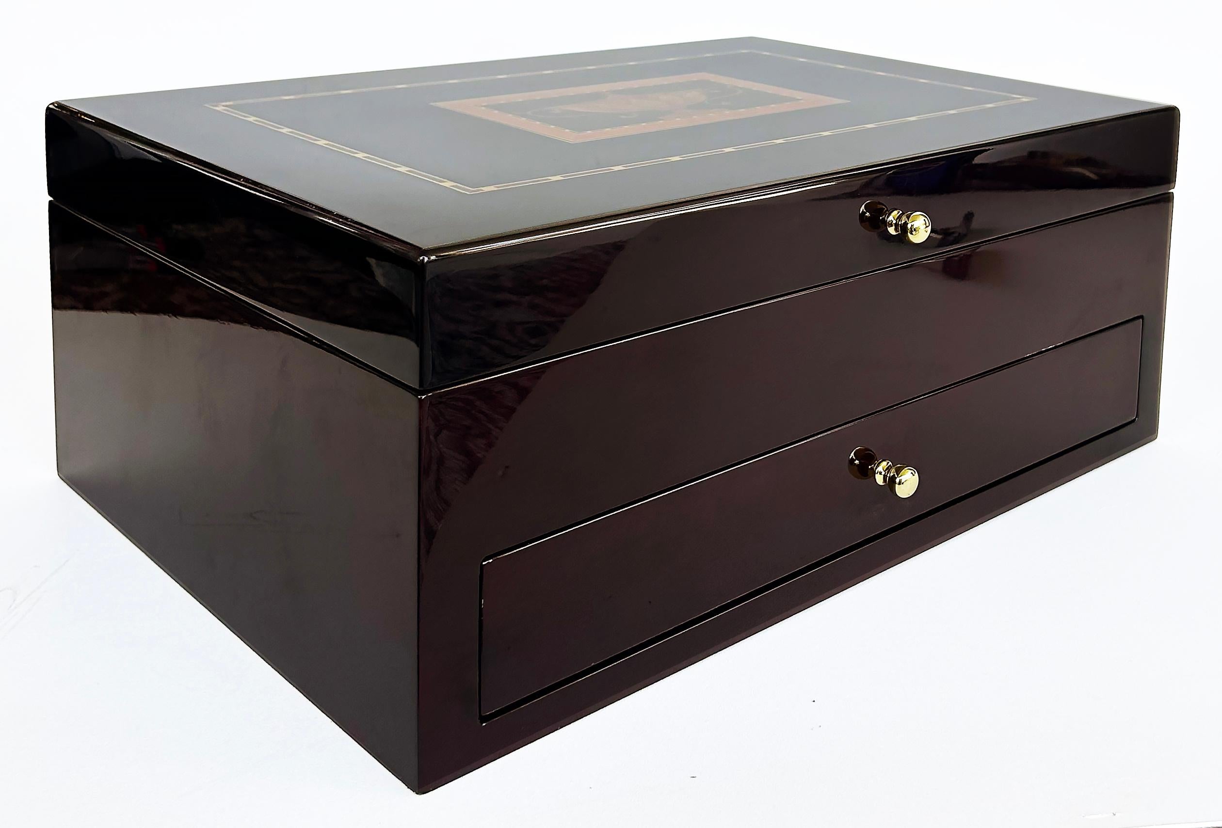 Contemporary Reed & Barton Williamsburg Collection Inlaid Flatware Chest with Drawer For Sale