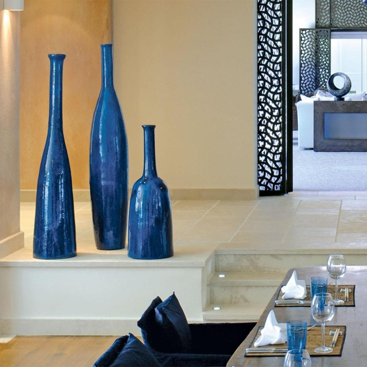 XXIe siècle et contemporain Vase moyen bleu roseau en vente