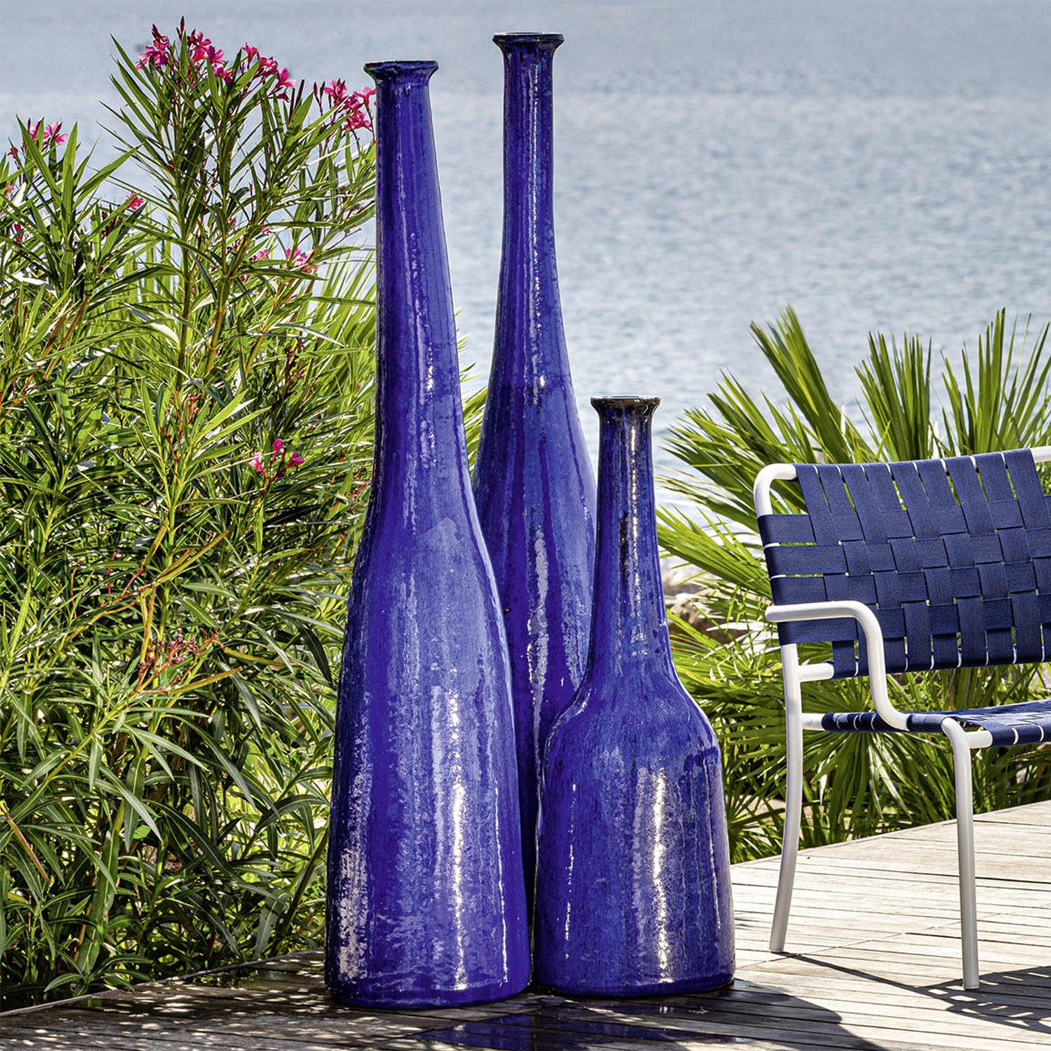 Ceramic Reed Blue Medium Vase For Sale