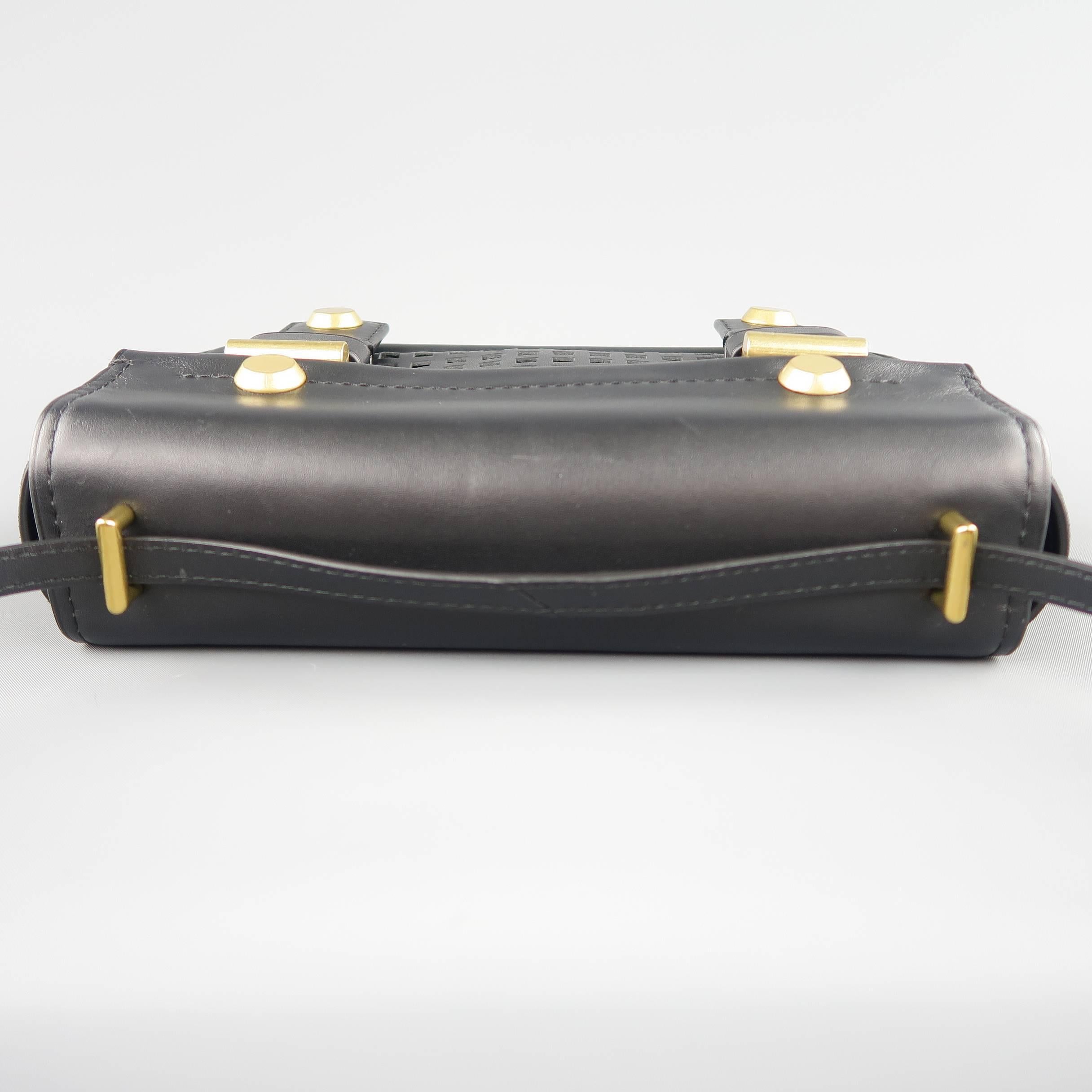 Reed Krakoff Black Leather Gold Brass Hardware Satchel Handbag 3