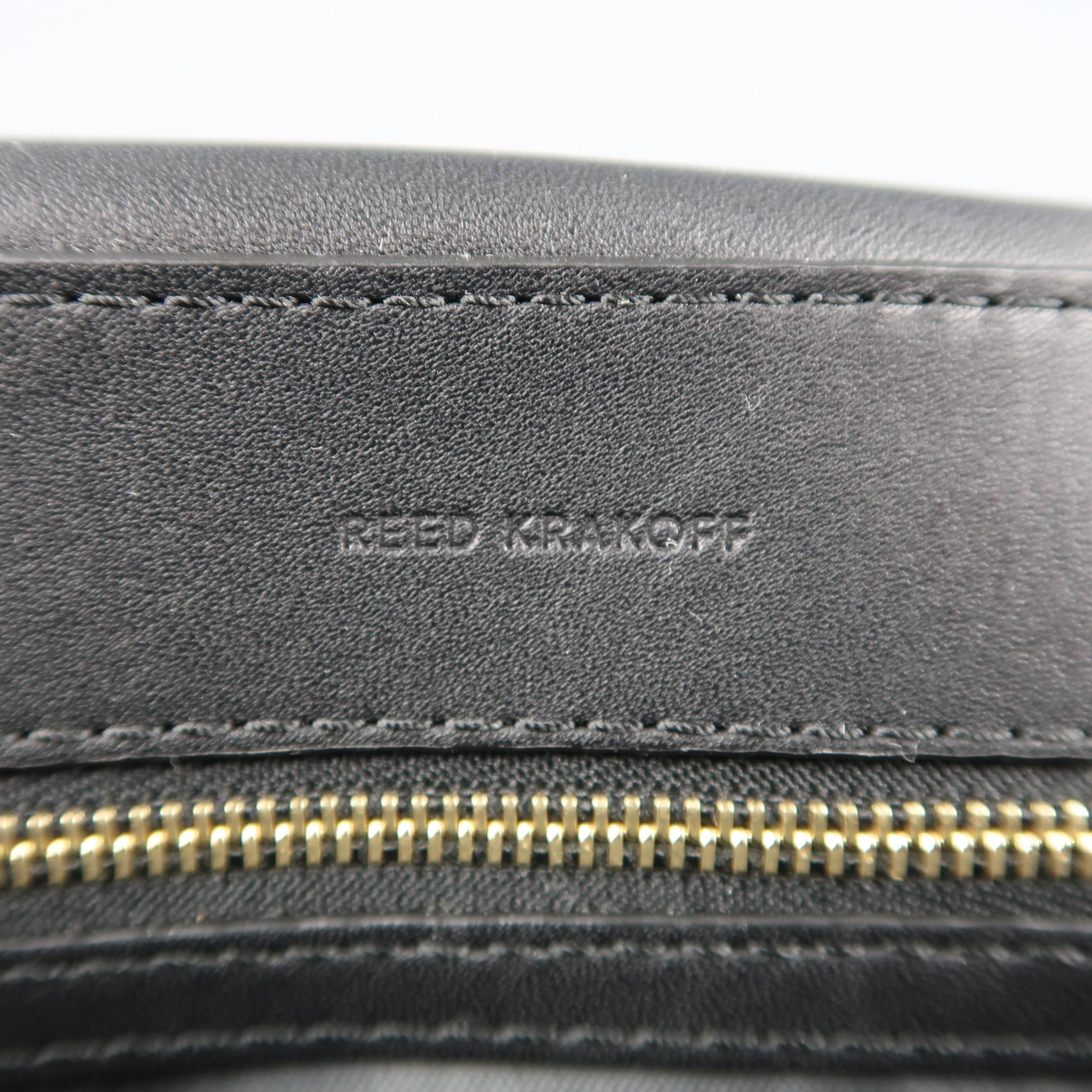 Reed Krakoff Black Leather Gold Brass Hardware Satchel Handbag 8