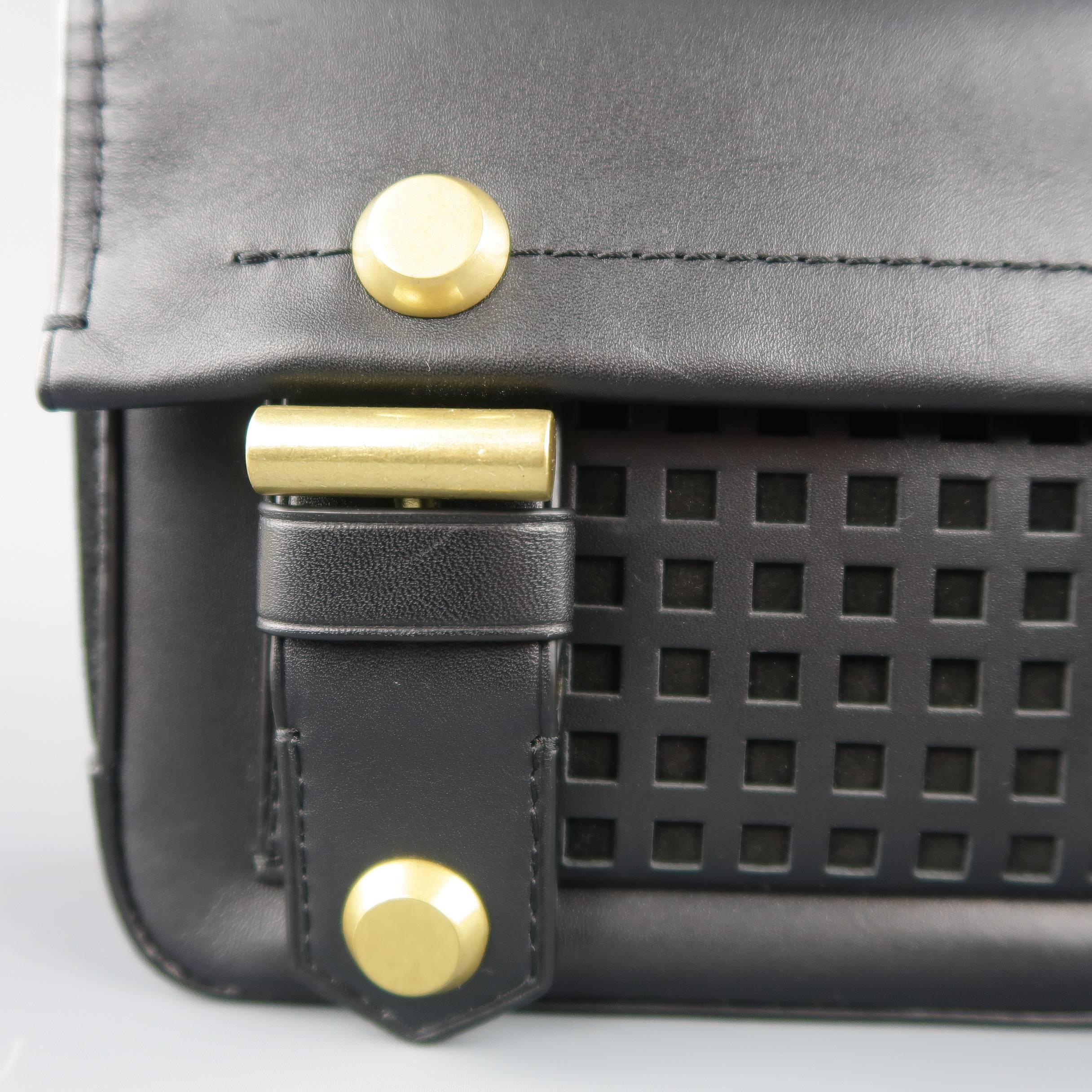 Reed Krakoff Black Leather Gold Brass Hardware Satchel Handbag For Sale at 1stDibs brass