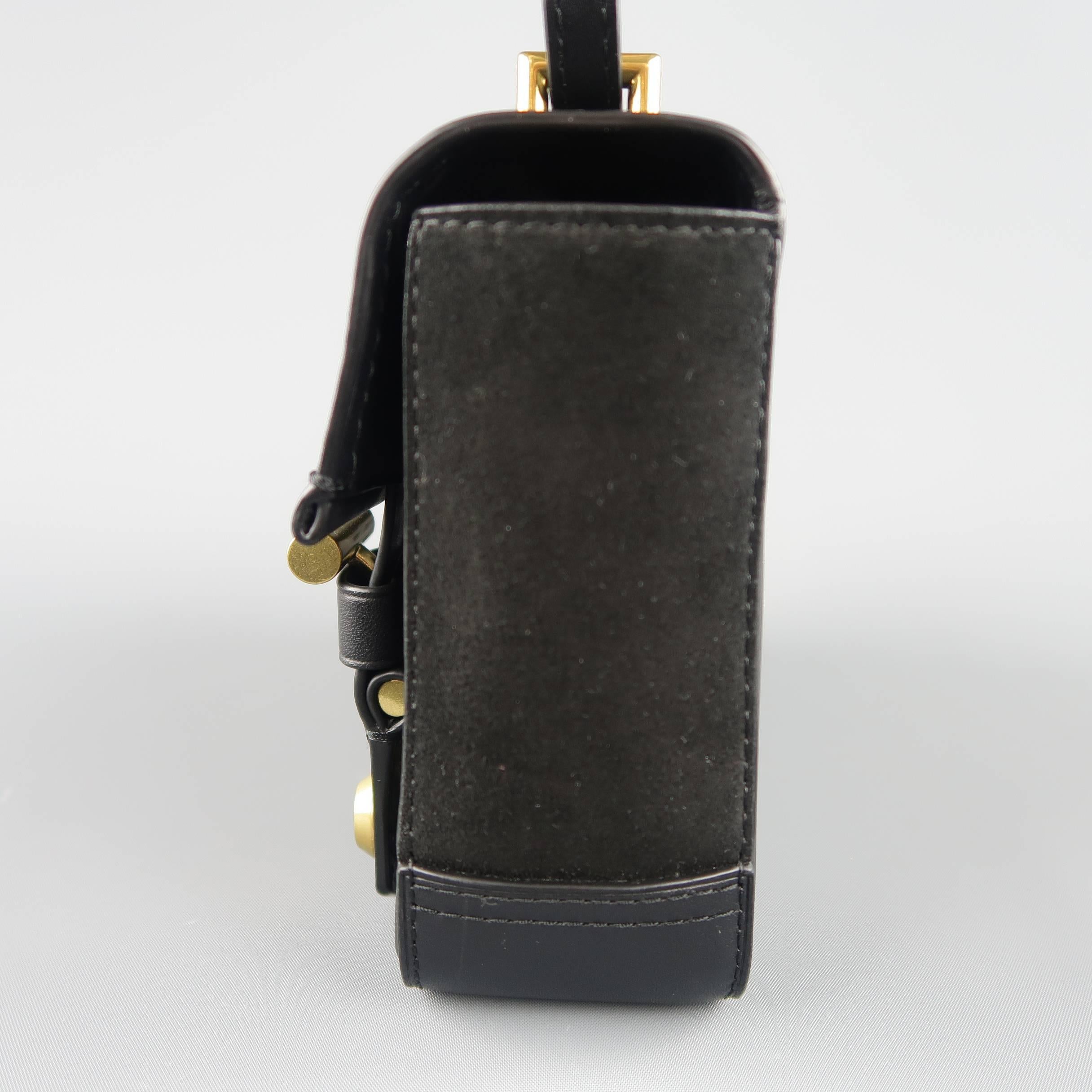 Reed Krakoff Black Leather Gold Brass Hardware Satchel Handbag 1