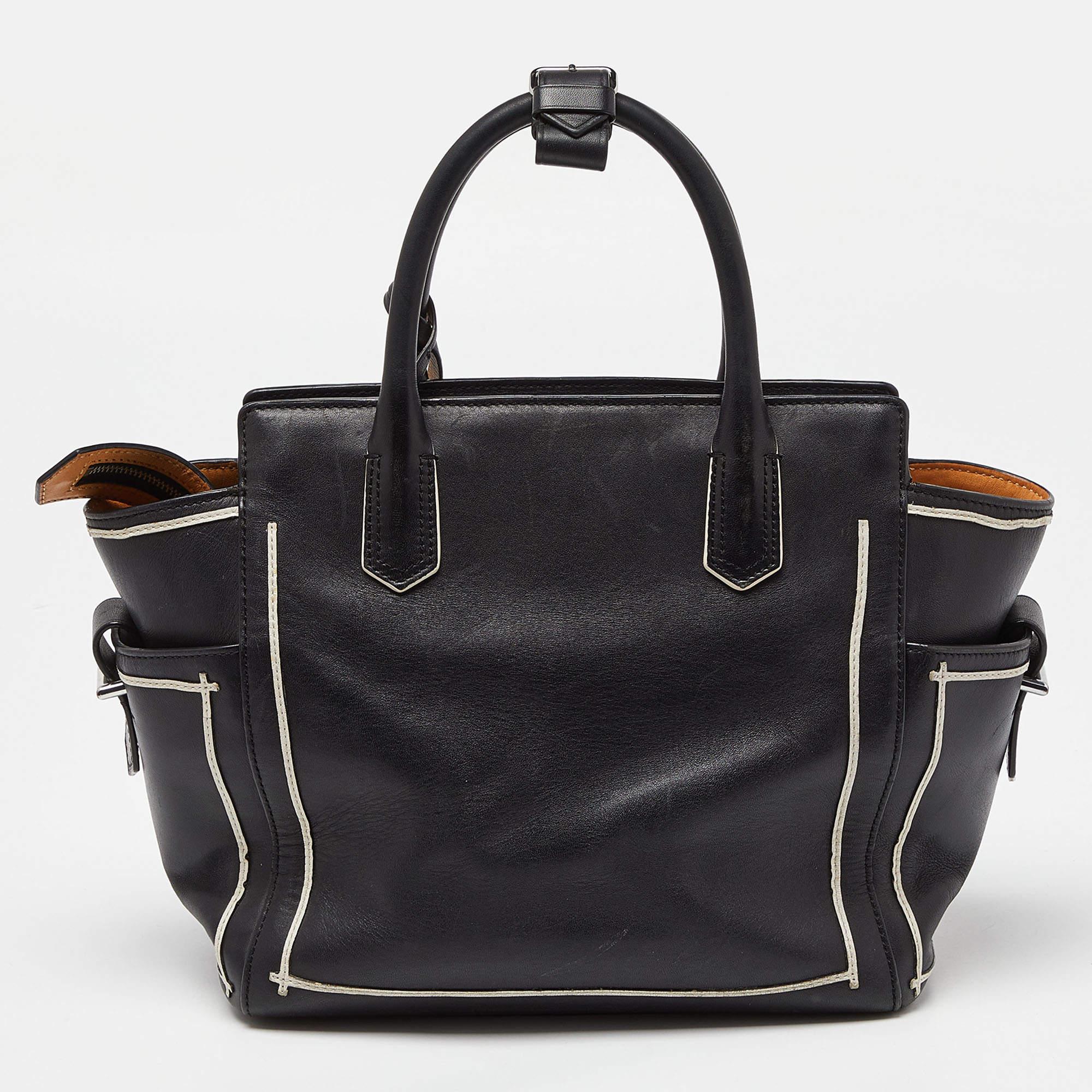 Women's Reed Krakoff Black/White Leather Atlantique Tote For Sale