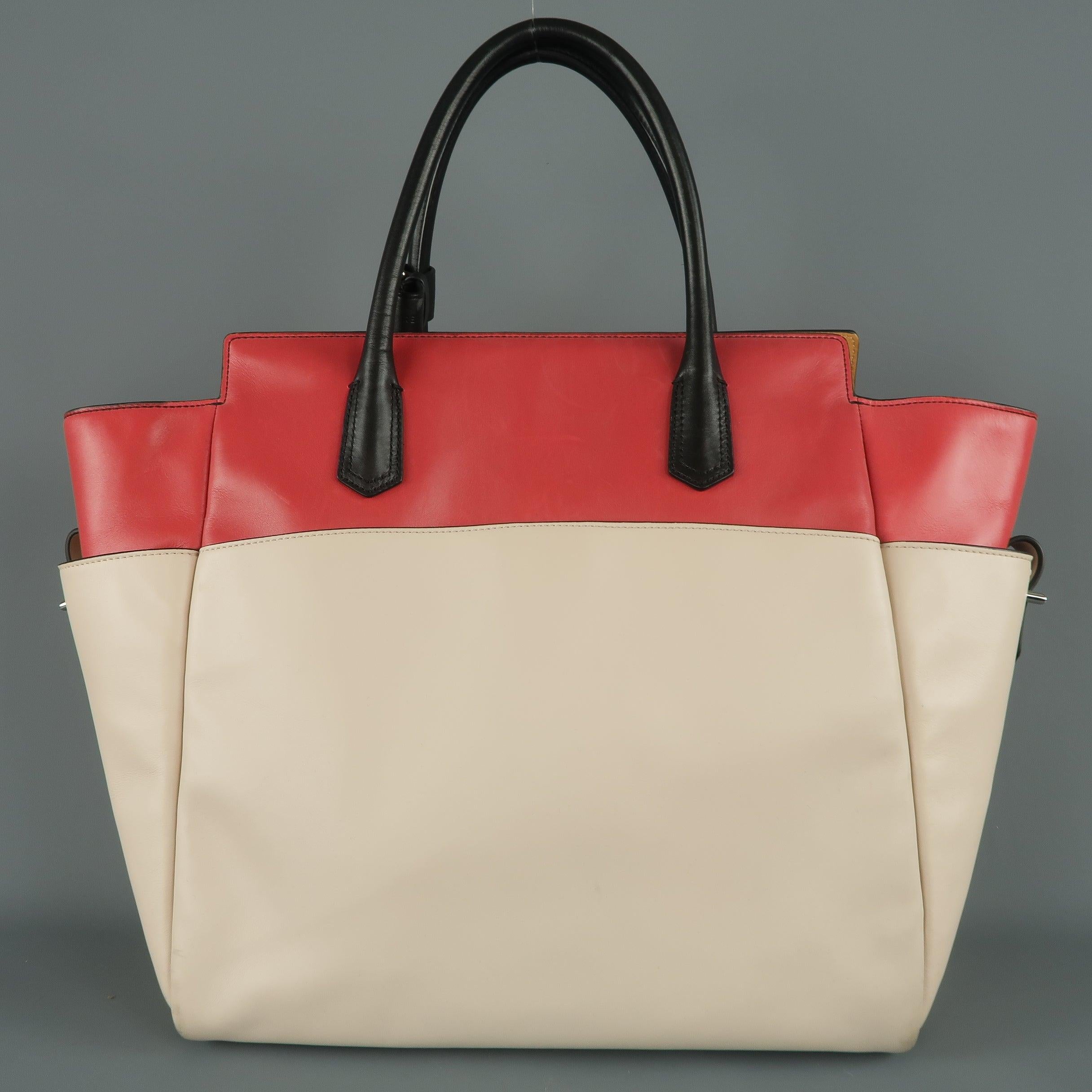 Women's REED KRAKOFF Red Black & Light Pink Leather Tote Handbag For Sale