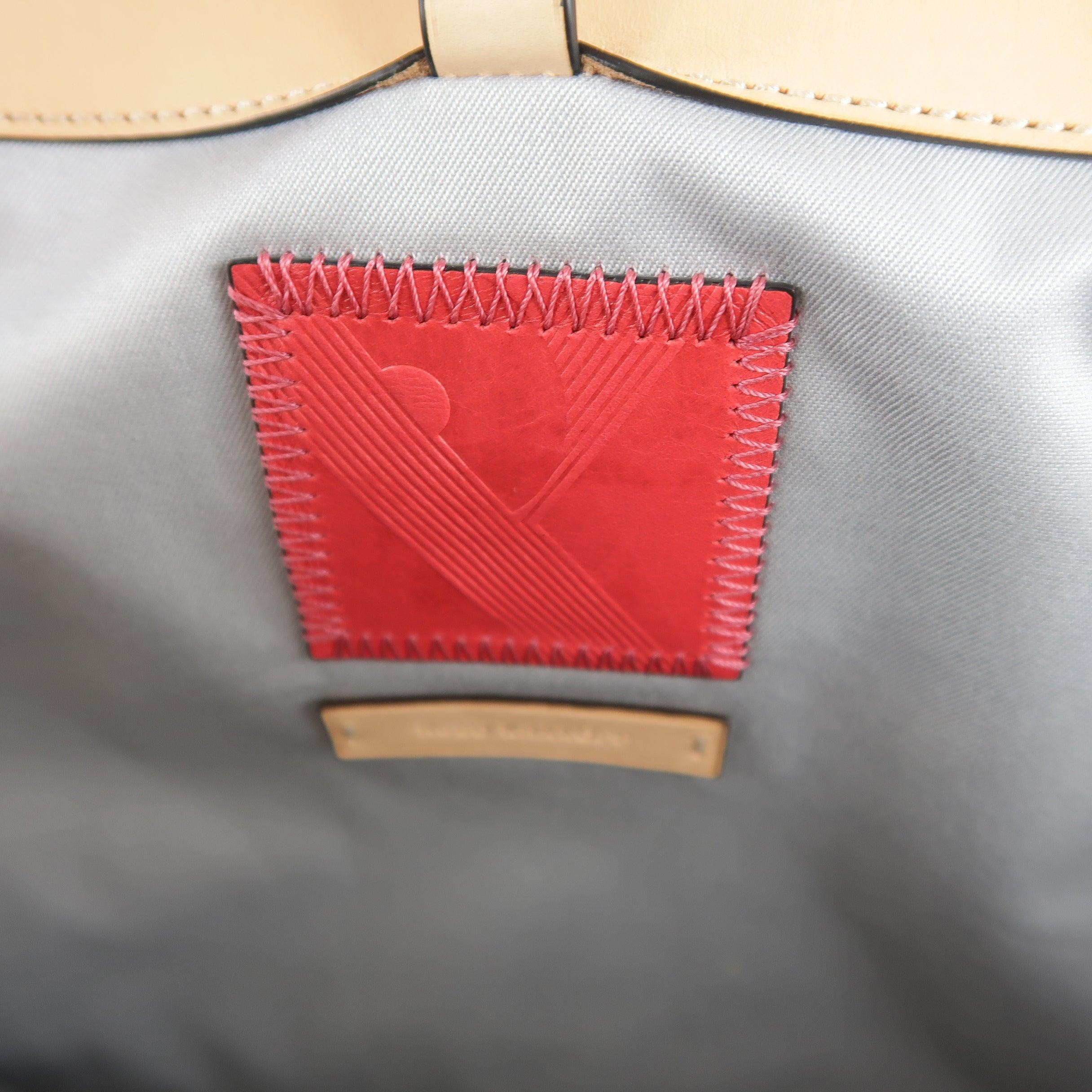 REED KRAKOFF Red Black & Light Pink Leather Tote Handbag For Sale 5