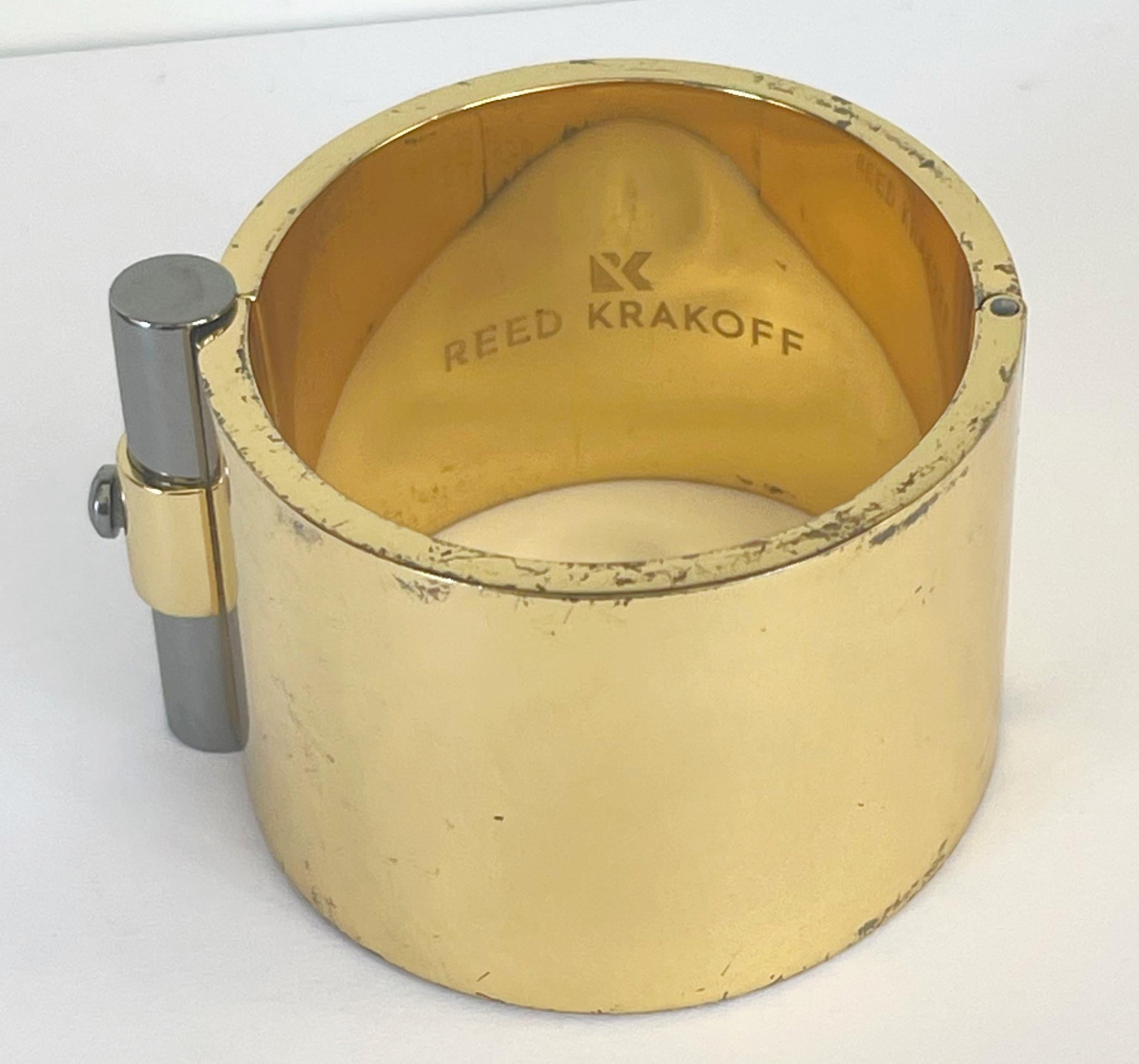 Reed Krakoff Resort 2013 Distressed Gold + Gunmetal T Bar Cuff Bracelet  For Sale 8