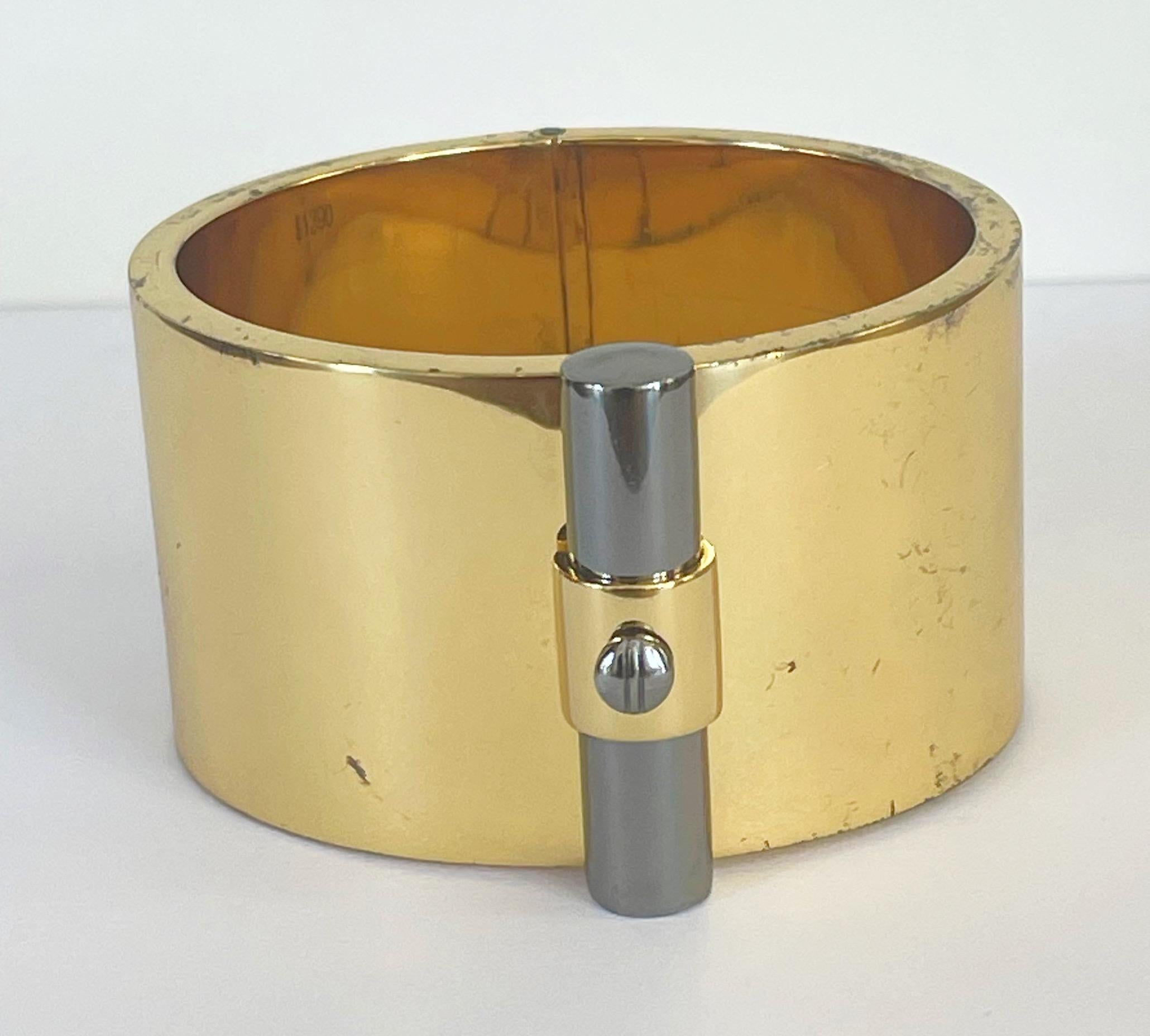 Reed Krakoff Resort 2013 Distressed Gold + Gunmetal T Bar Cuff Bracelet  For Sale 12