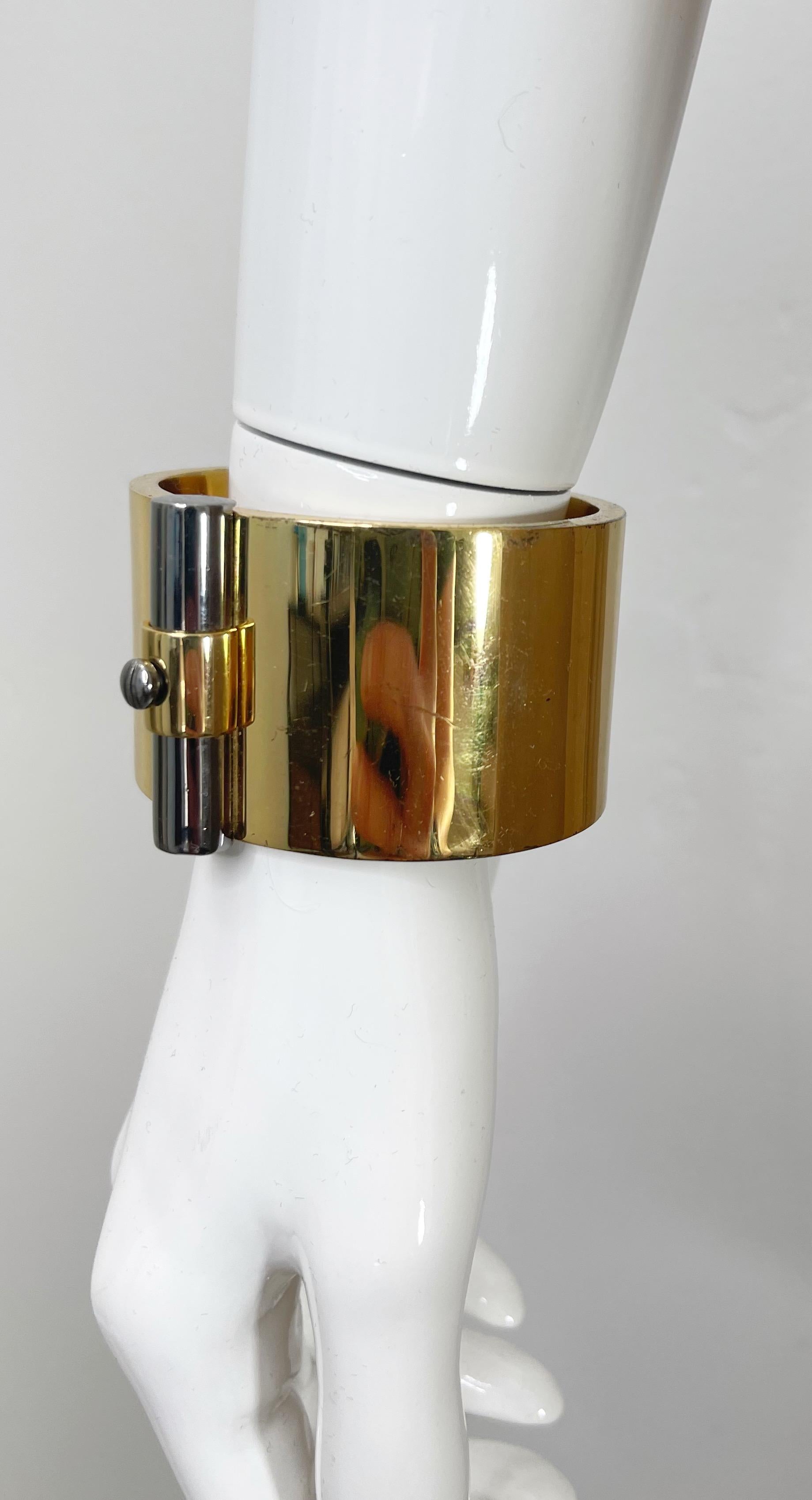Reed Krakoff Resort 2013 Distressed Gold + Gunmetal T Bar Cuff Bracelet  For Sale 16