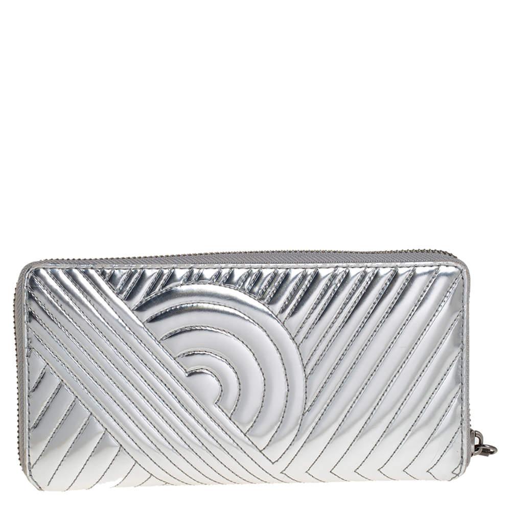Women's Reed Krakoff Silver Leather Zip Around Wallet