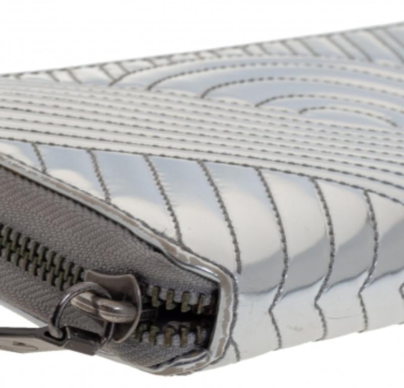 Reed Krakoff Silver Leather Zip Around Wallet For Sale 1