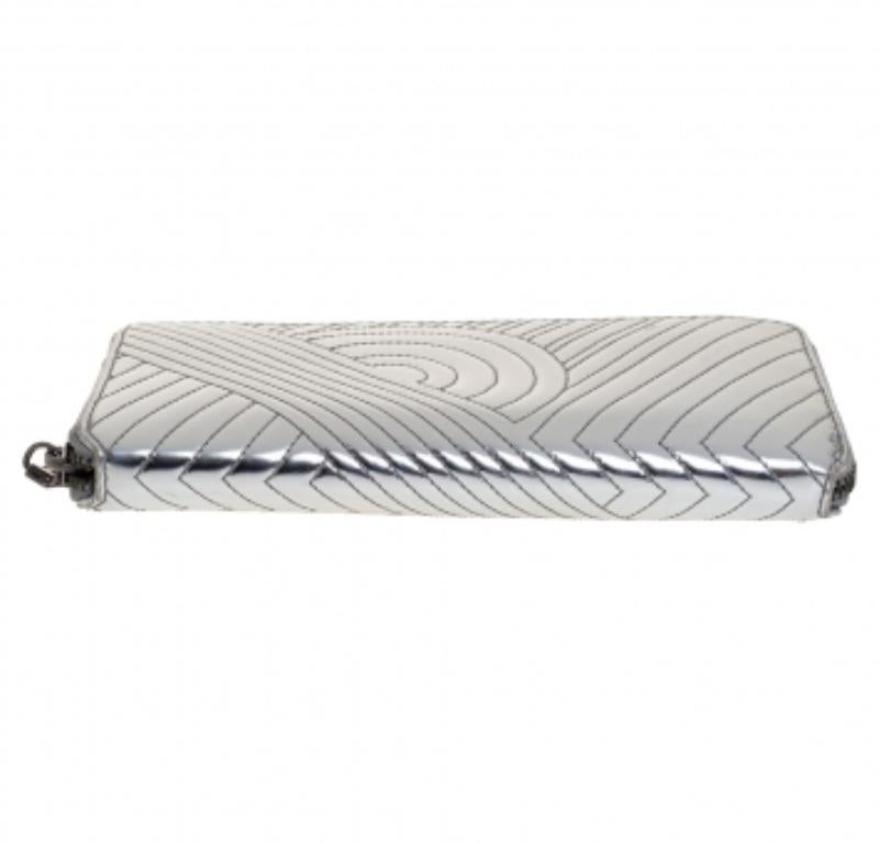 Reed Krakoff Silver Leather Zip Around Wallet For Sale 2