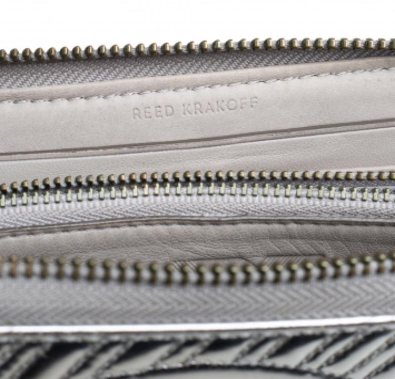 Reed Krakoff Silver Leather Zip Around Wallet For Sale 4