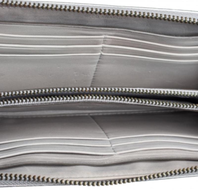 Reed Krakoff Silver Leather Zip Around Wallet For Sale 5