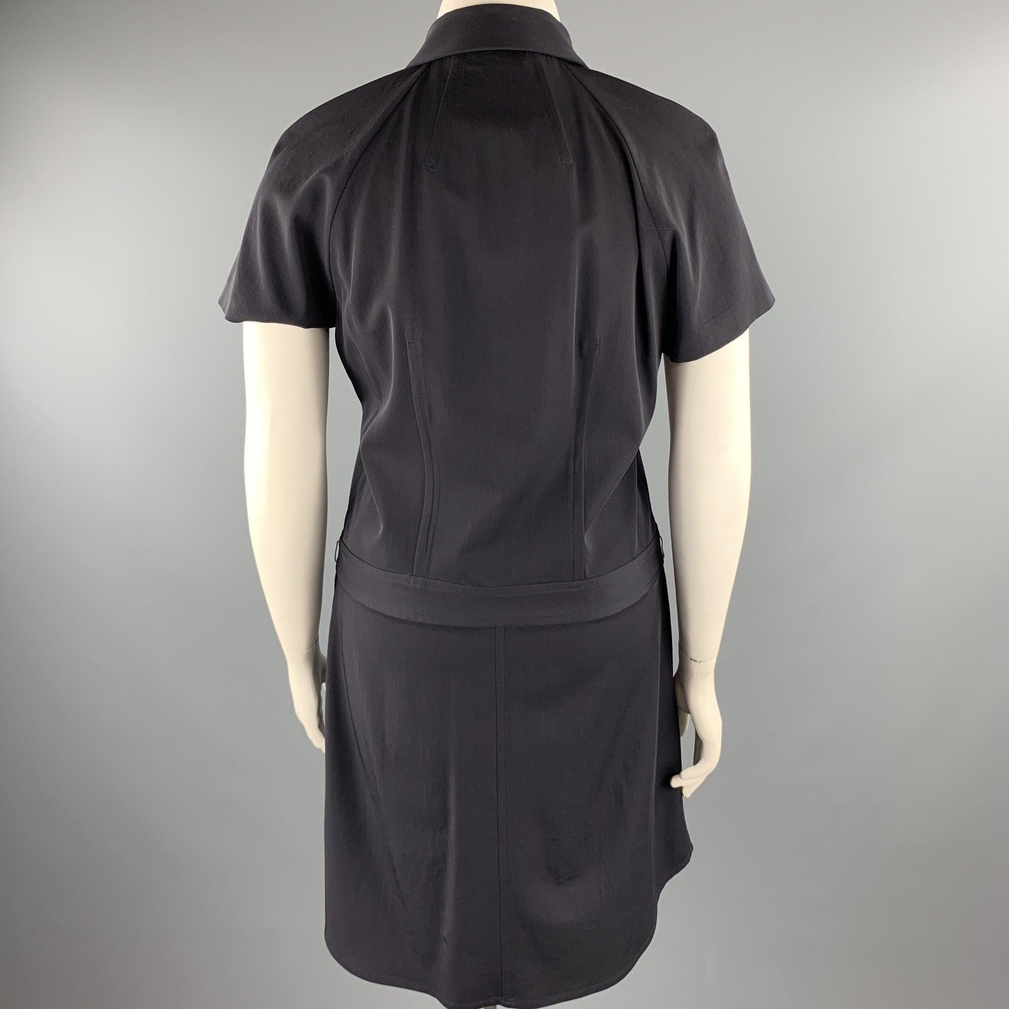 Women's REED KRAKOFF Size 12 Navy Virgin Wool Shirt Dress For Sale