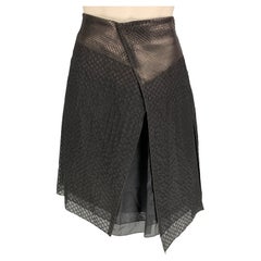 REED KRAKOFF Size 2 Black Textured Silk / Cotton Snake Skin Knee-Length Skirt
