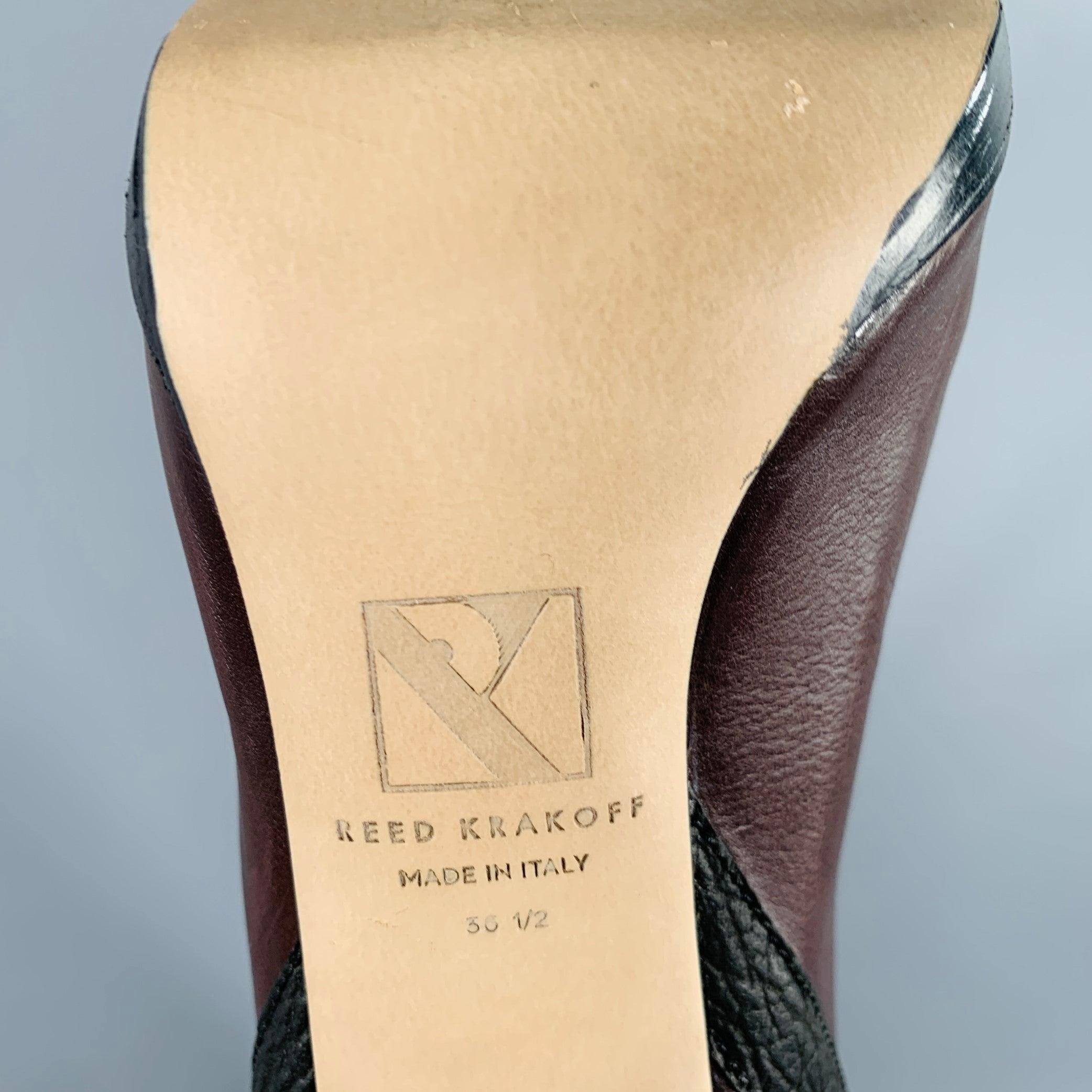 REED KRAKOFF Größe 6.5 Brown Dark Green Leder Pull On Stiefel im Angebot 1