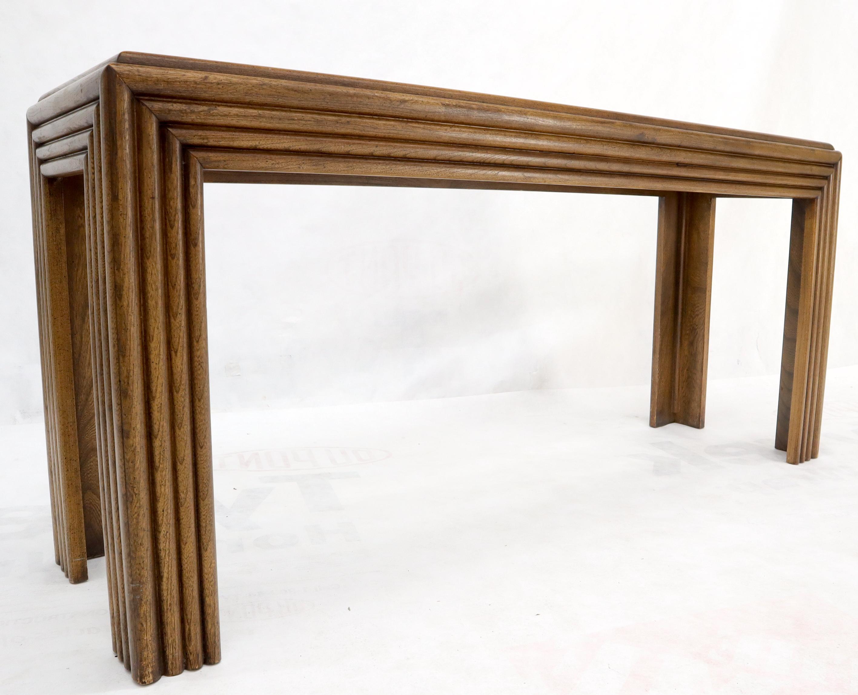 Reed or Rattan Glass Top Mid-Century Modern Console Table For Sale 3