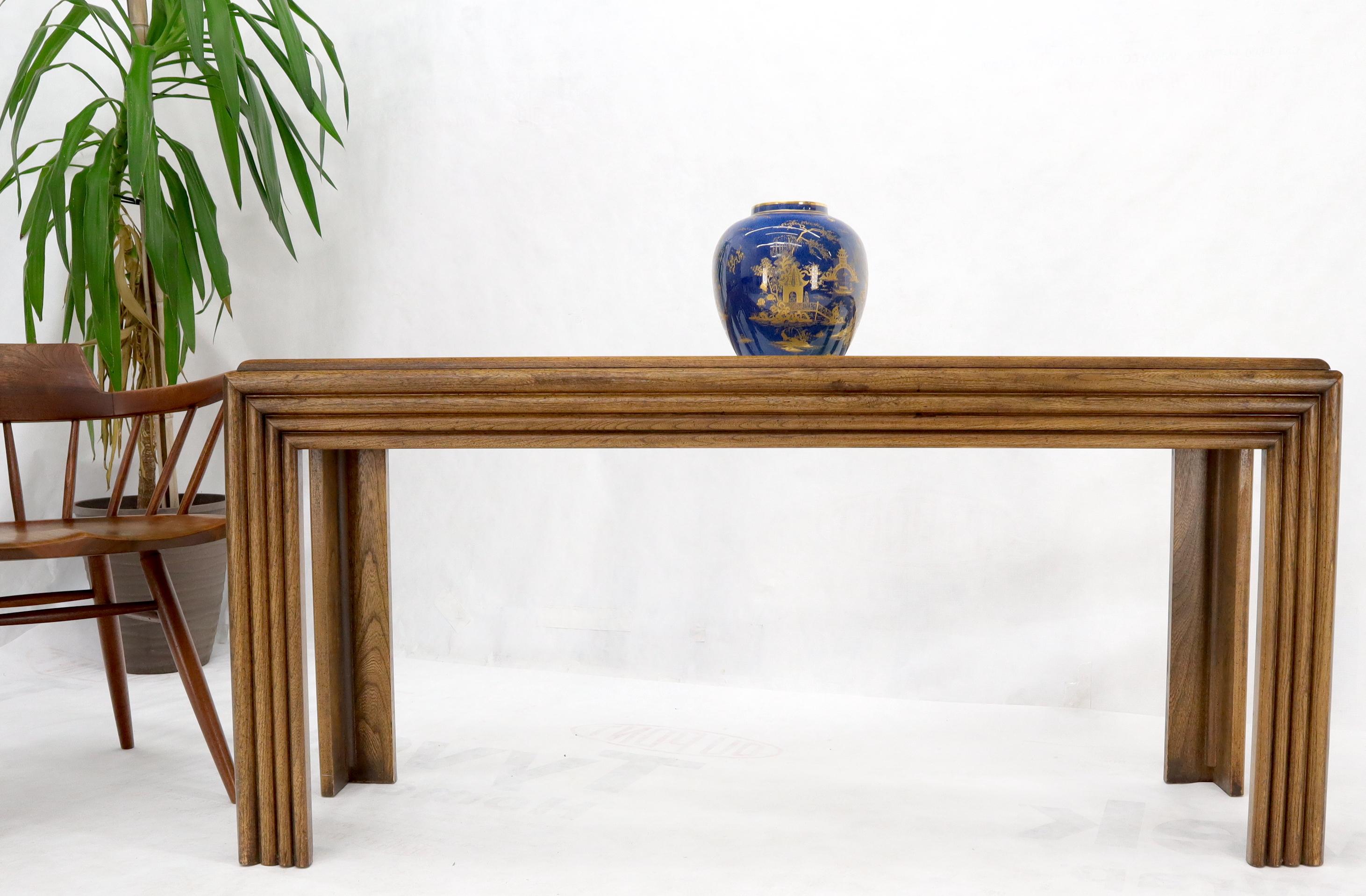 20th Century Reed or Rattan Glass Top Mid-Century Modern Console Table For Sale