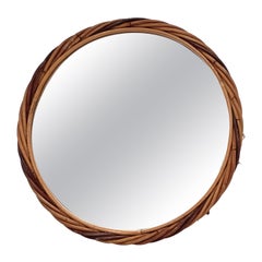 Reed Rattan Mirror, France 1960, Brown Color