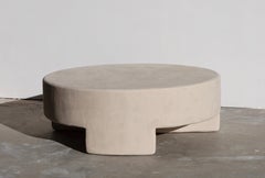 reed round plaster coffee table in gobi by öken house studios