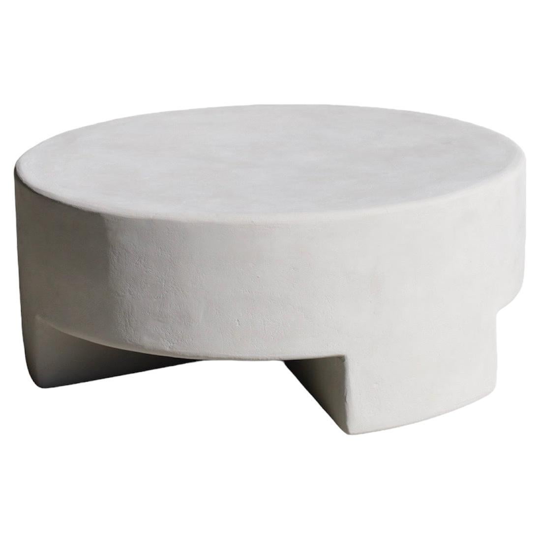 reed round plaster coffee table in hydra by öken house studios For Sale