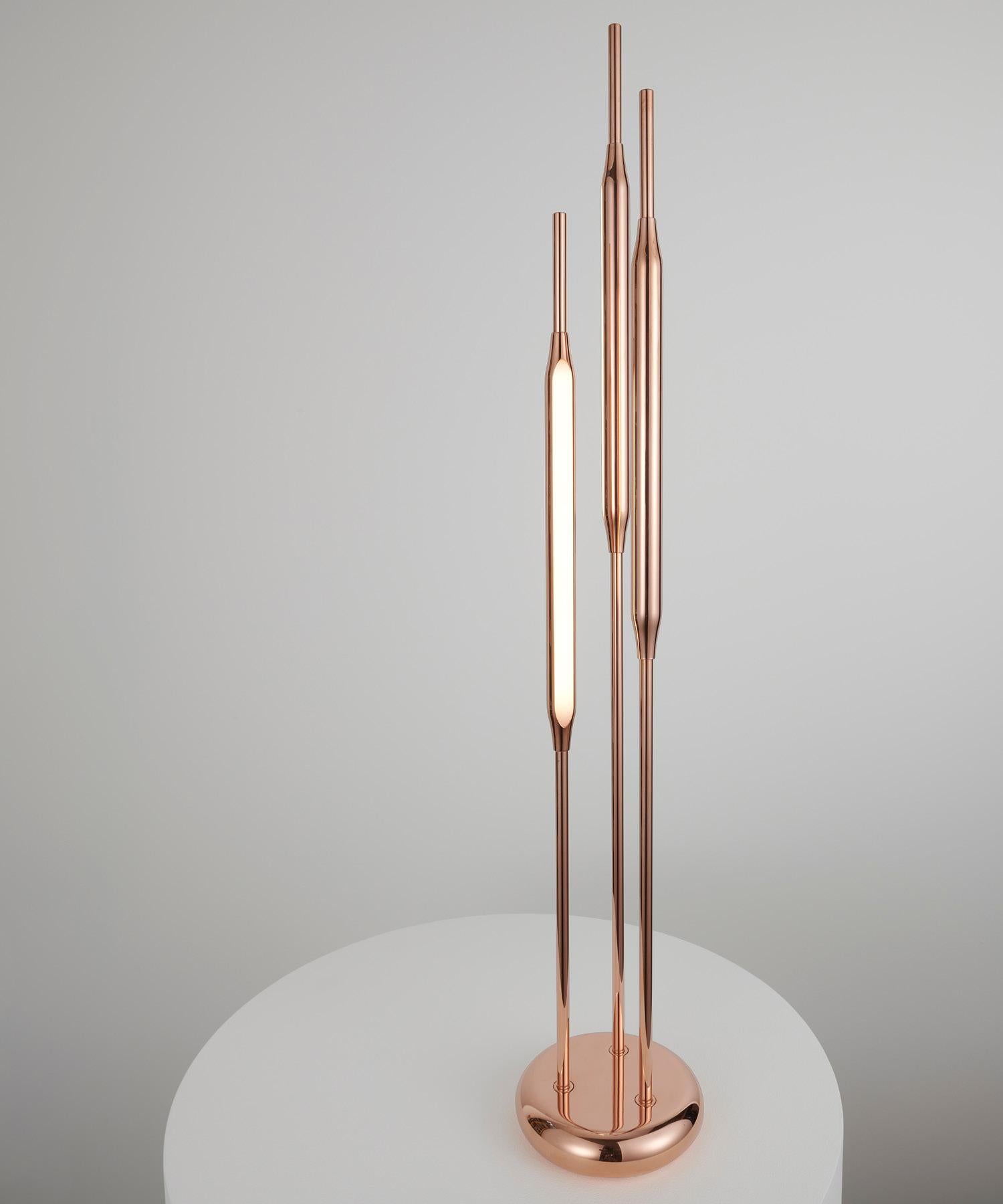 Metalwork Reed Table Light / Large in Polished Copper Finish For Sale