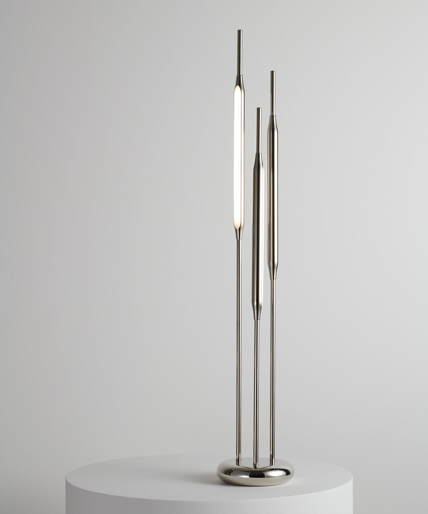 Aluminum Reed Table Light / Large in Polished Copper Finish For Sale