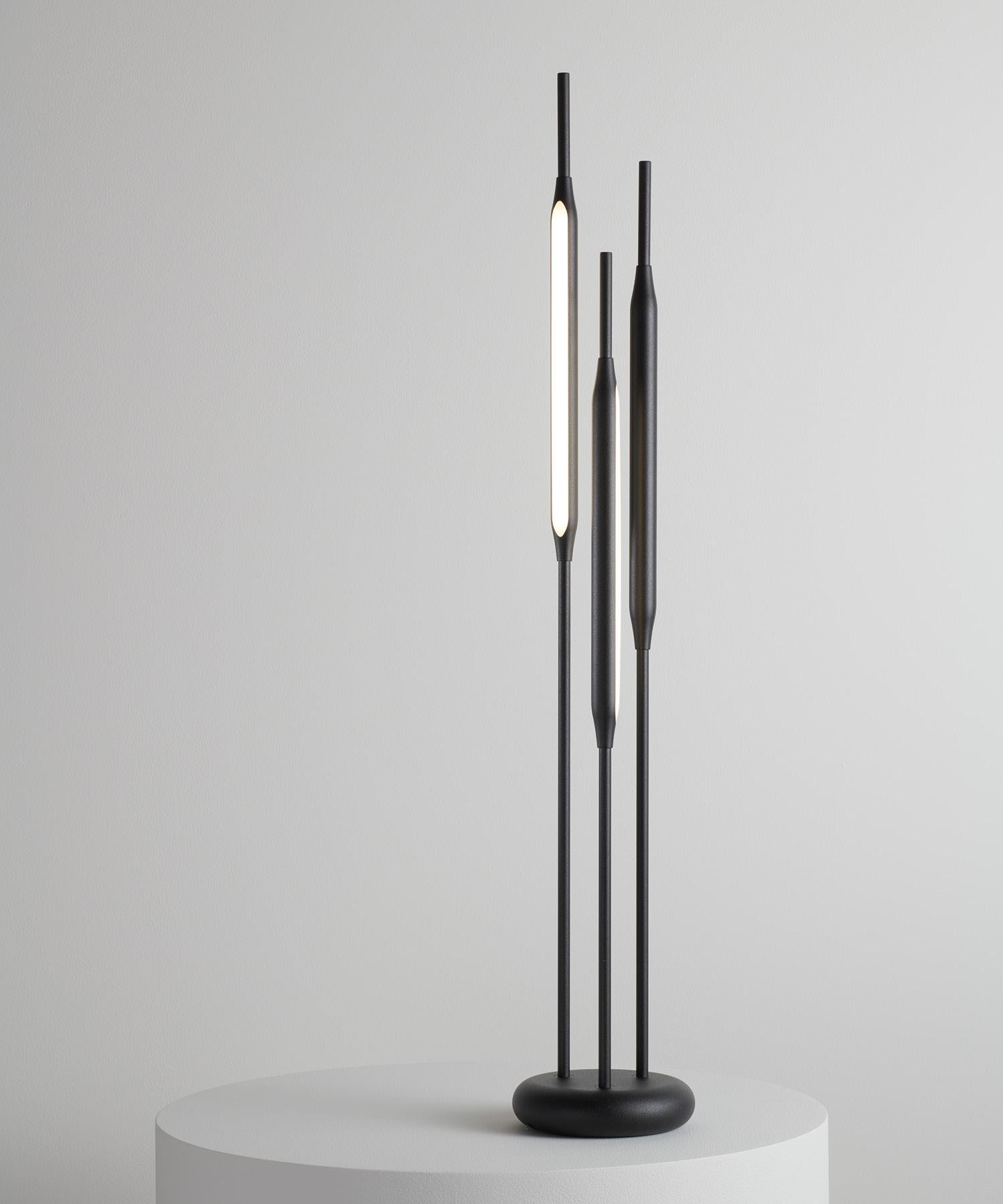 Aluminum Reed Table Light / Large in Polished Nickel Finish For Sale