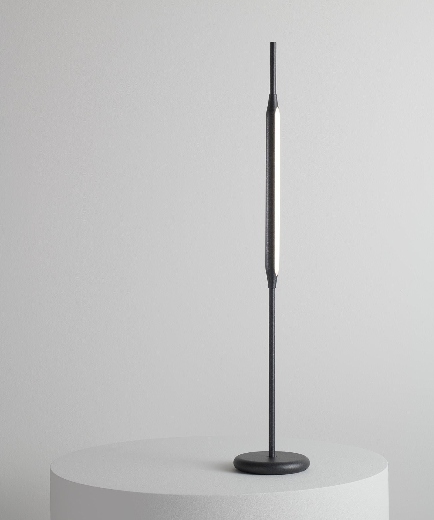 Aluminum Reed Table Light / Small in Matt-Black Powdercoat Finish For Sale