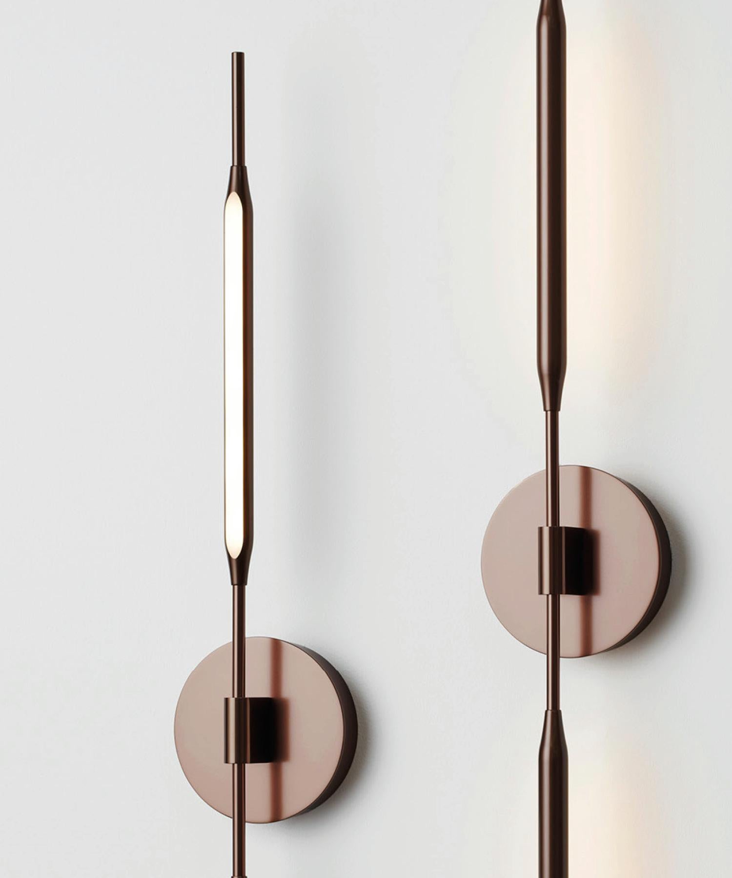 Reed Wall Light in Brass-based Bronze Finish, UL Listed For Sale 6