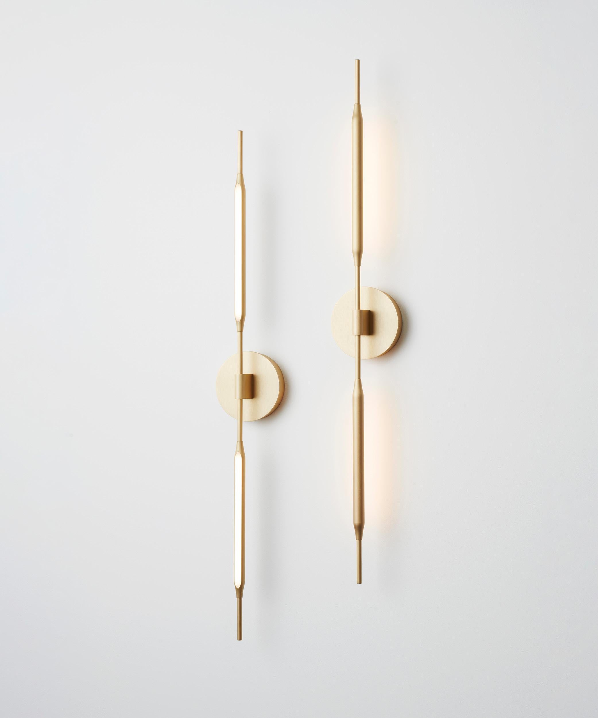 Modern Reed Wall Light in Brass-based Bronze Finish, UL Listed For Sale