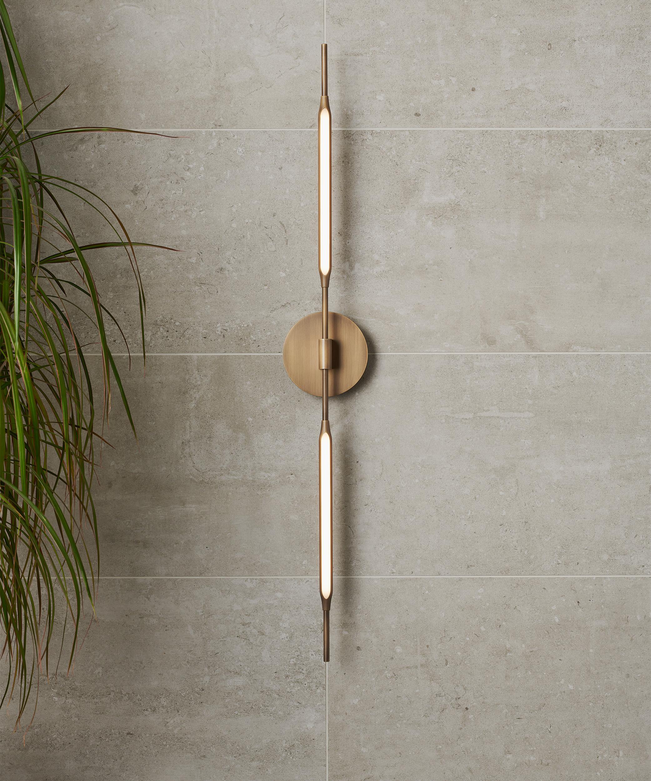 Reed Wall Light in Brass-based Bronze Finish, UL Listed For Sale 2