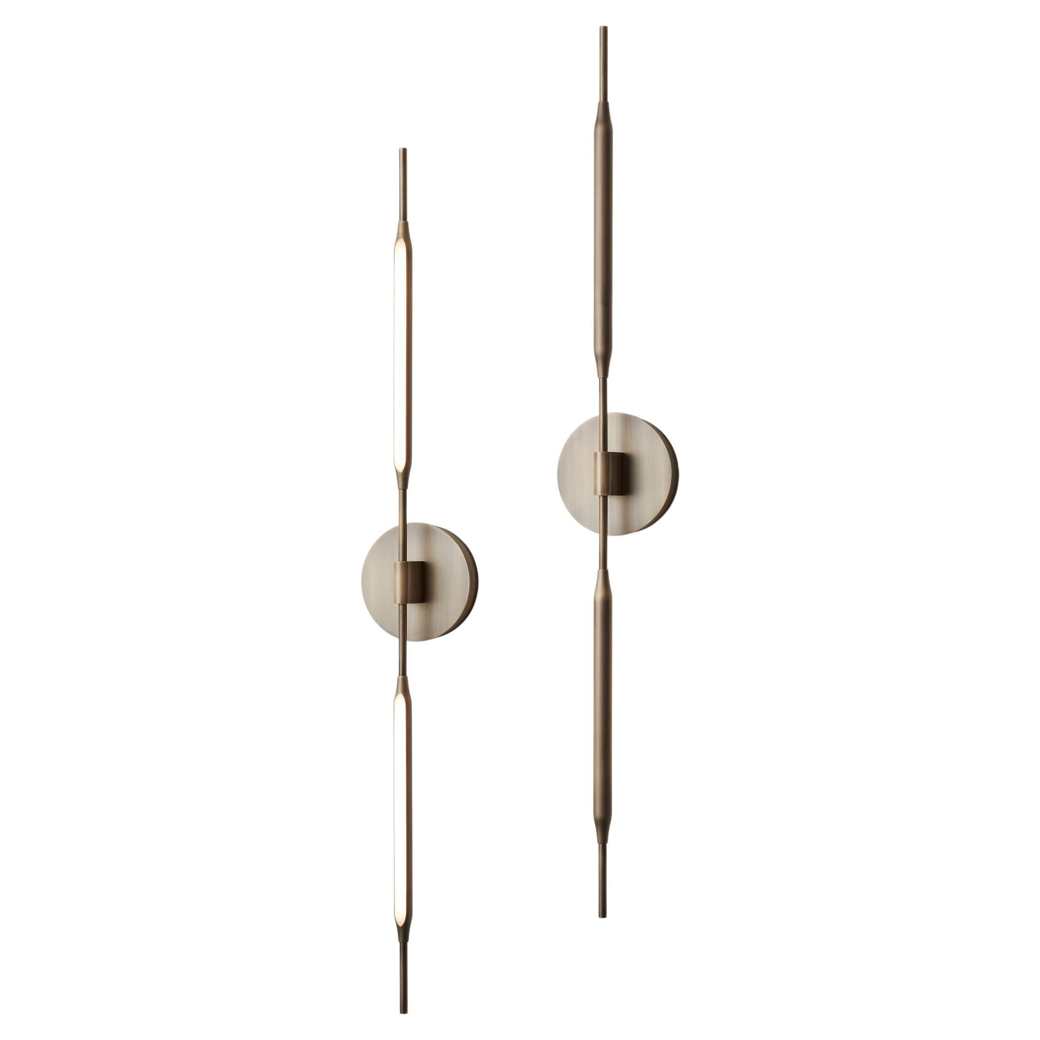 Reed Wall Light in Brass-based Bronze Finish, UL Listed For Sale