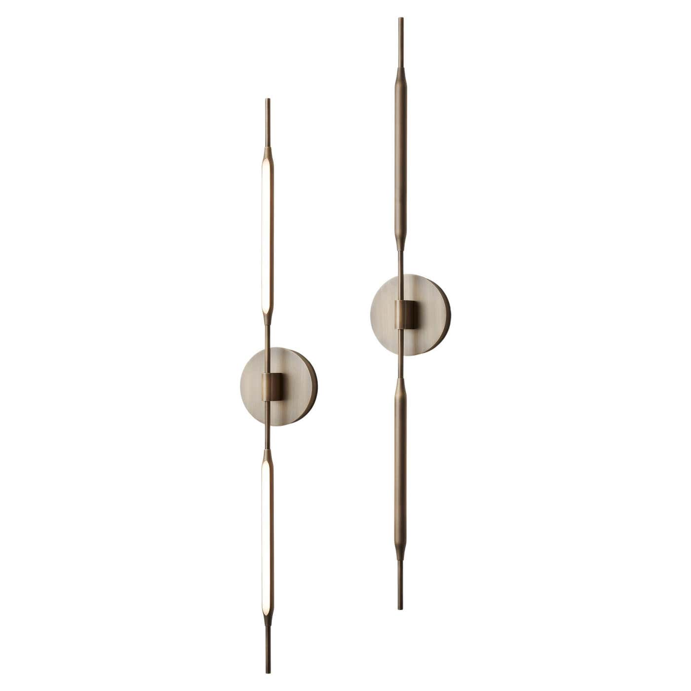 Reed Wall Light in Brass-based Bronze Finish, UL Listed For Sale at 1stDibs