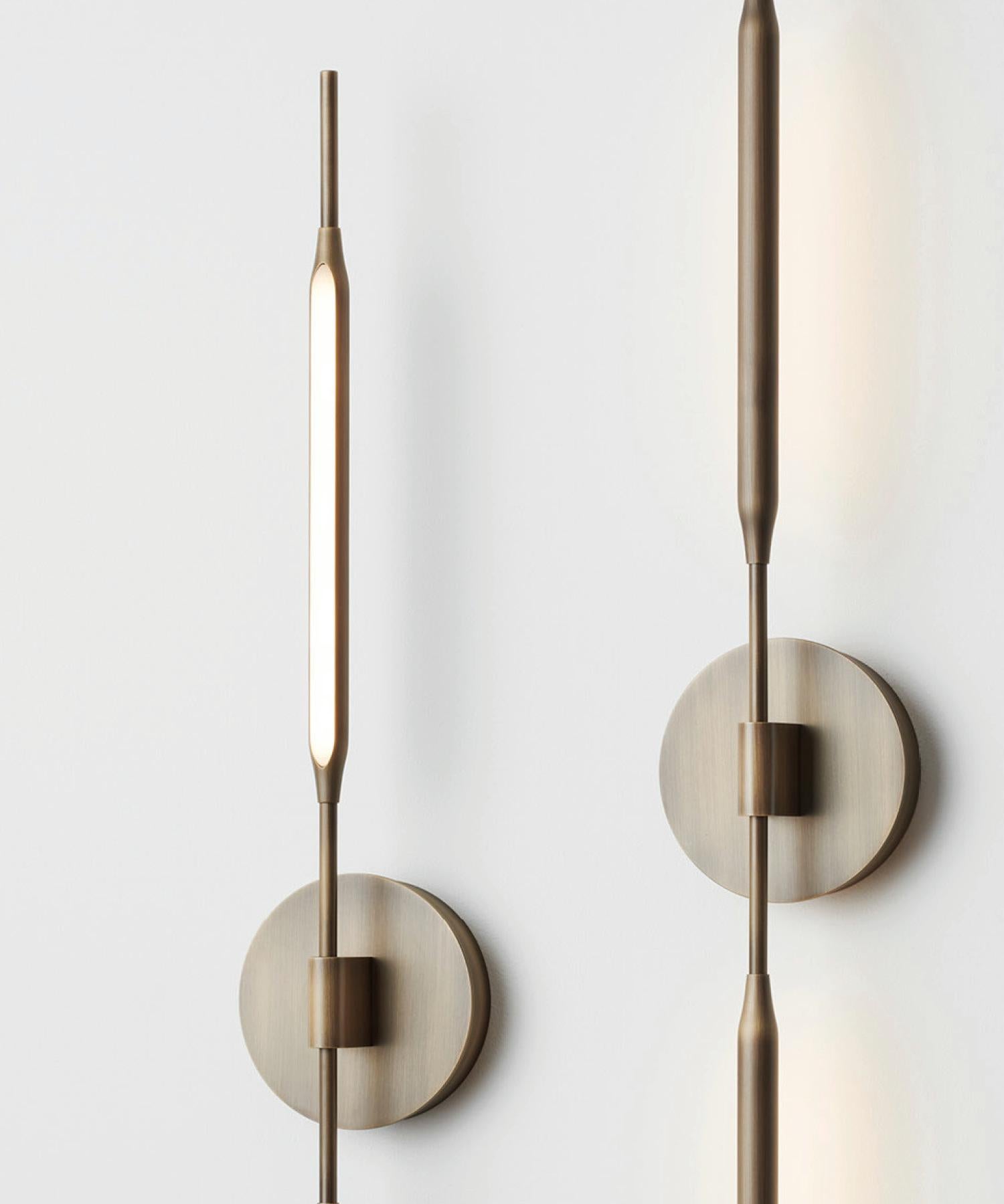 Reed Wall Light in Brushed Brass Finish, UL Listed For Sale 5