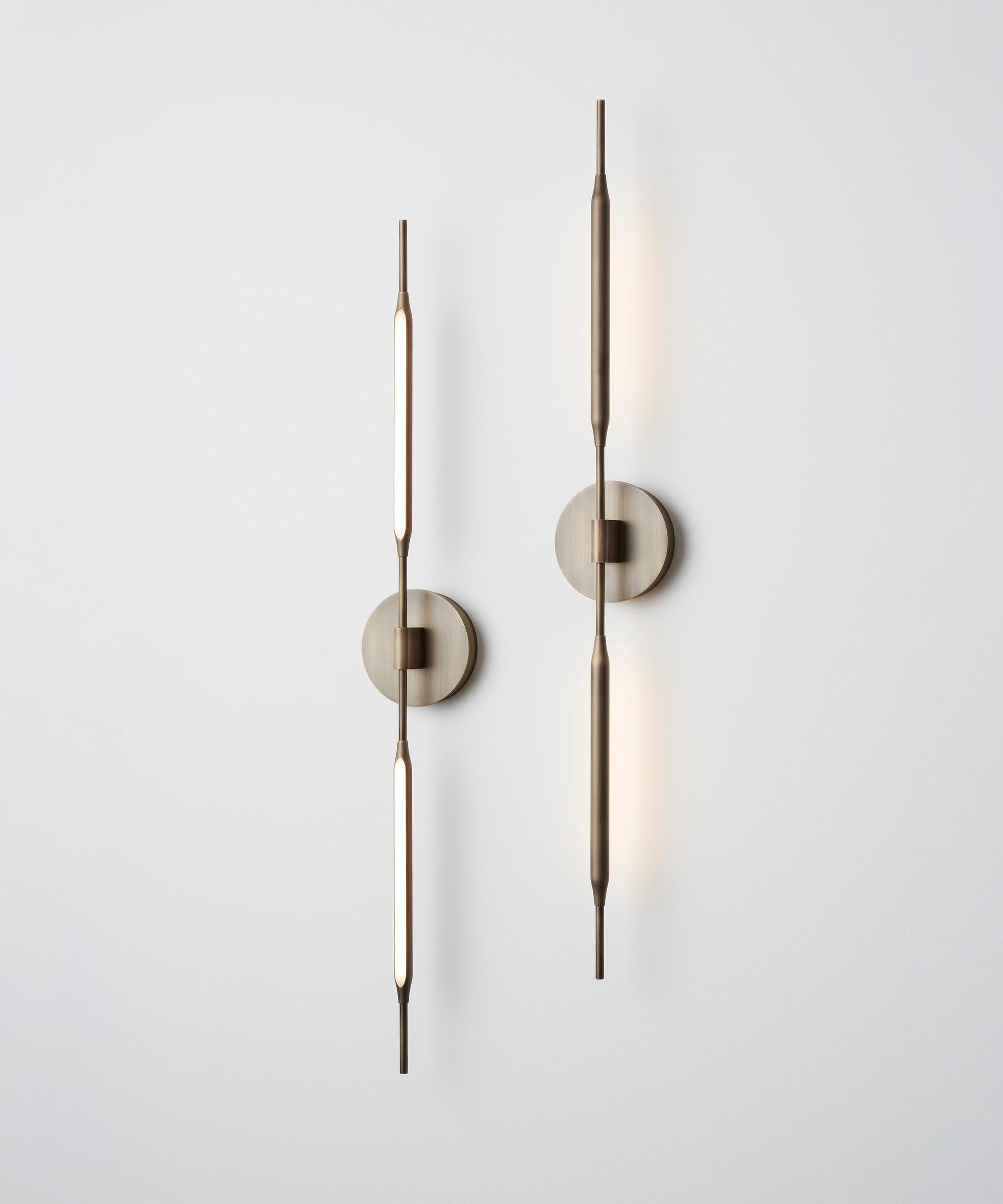 Reed Wall Light in Brushed Brass Finish, UL Listed For Sale 1