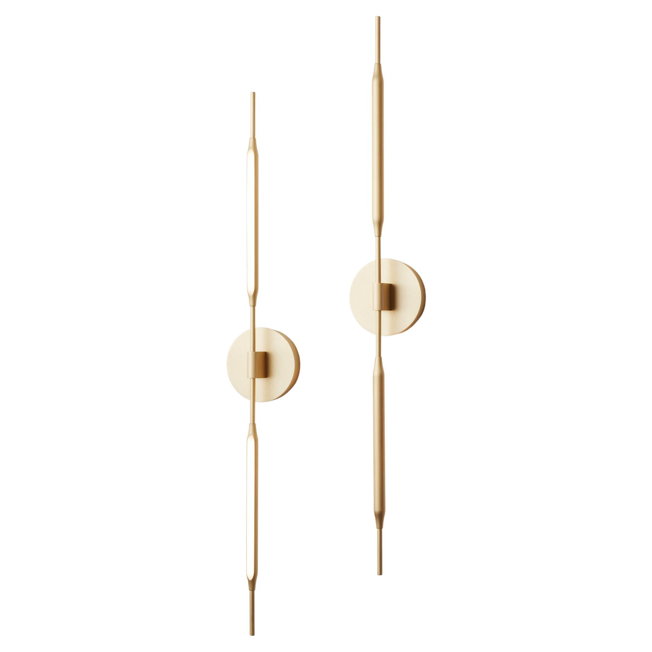 Reed Wall Light in Brushed Brass Finish, UL Listed For Sale
