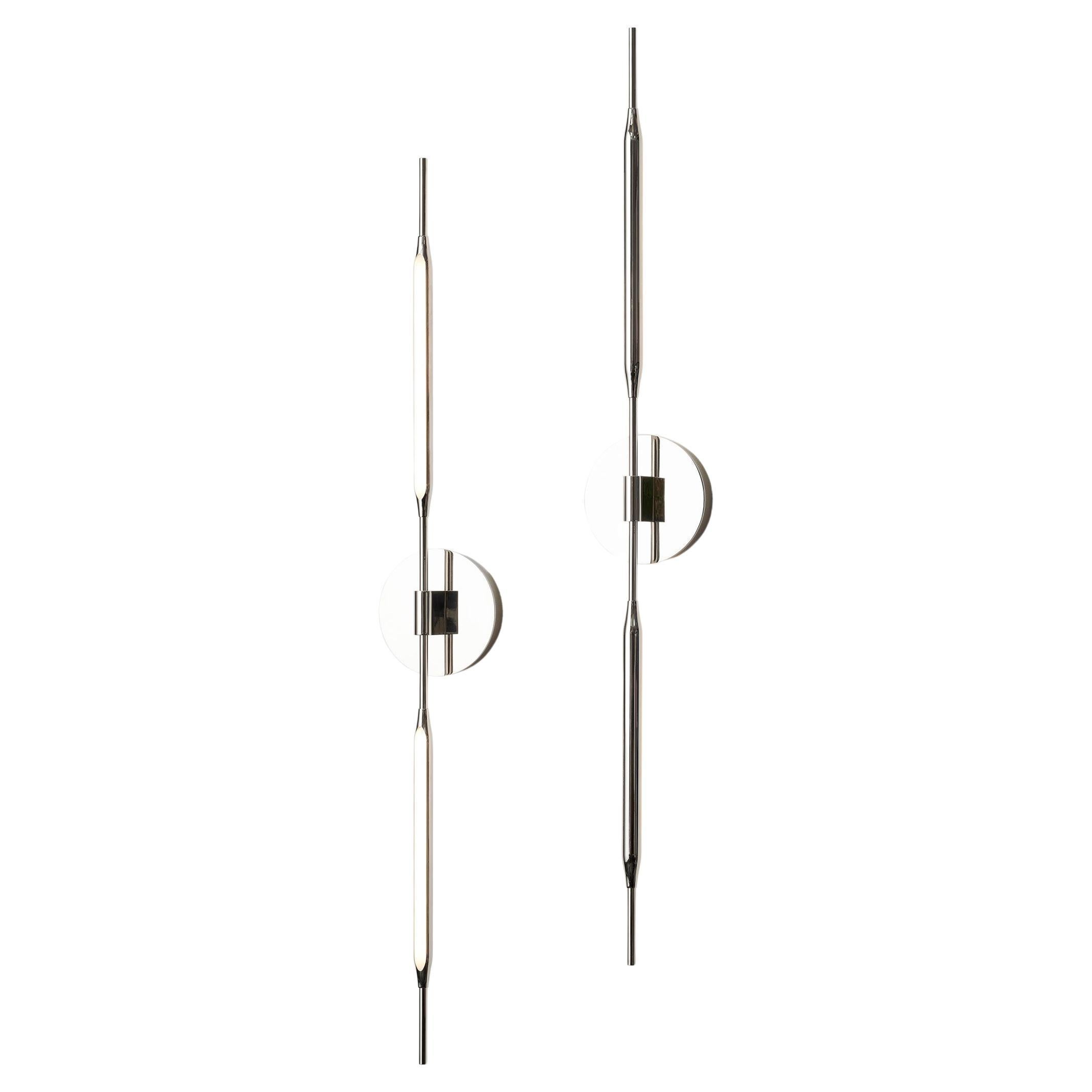 Reed Wall Light in Polished Nickel Finish, UL Listed For Sale